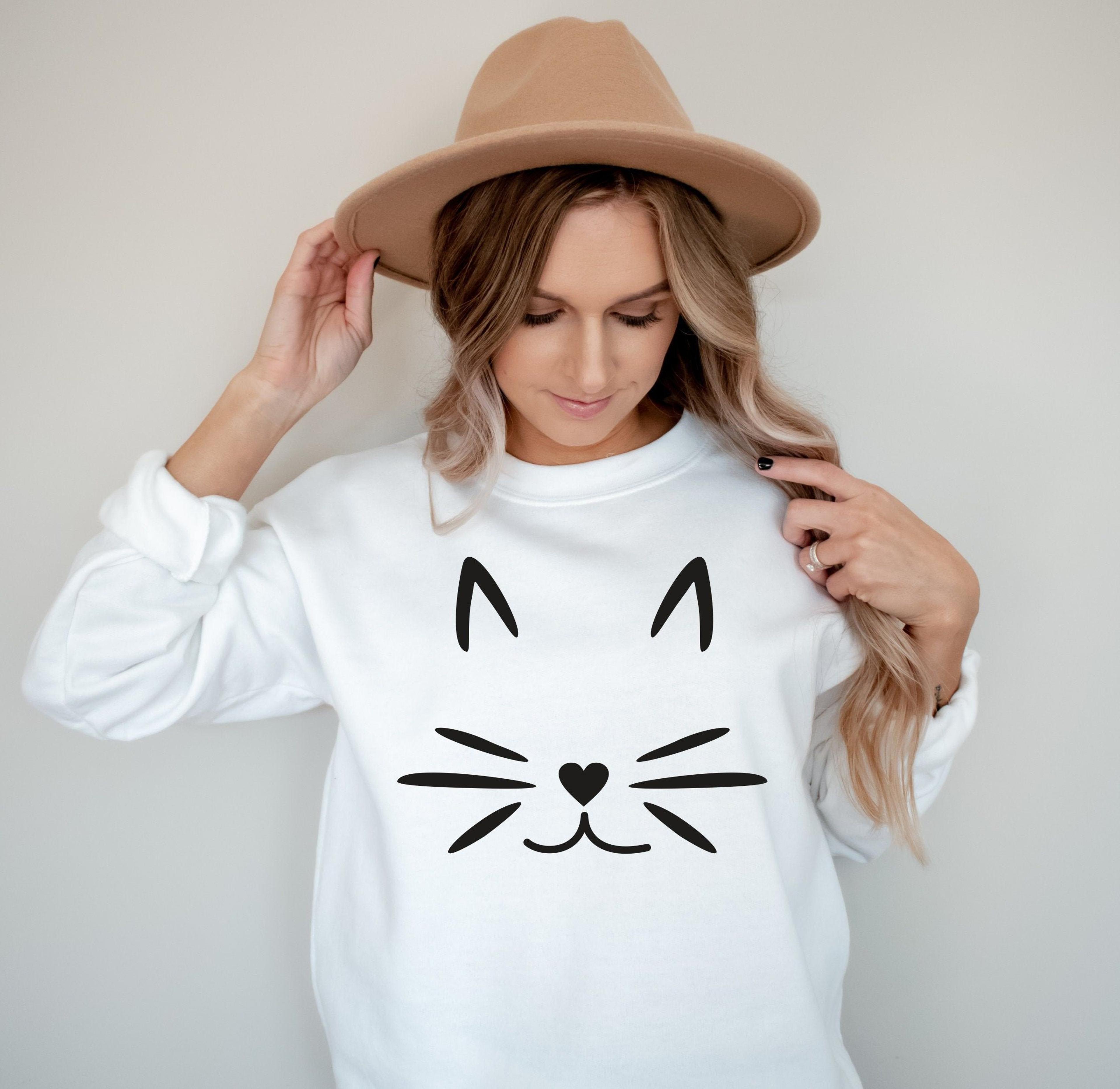 cute cat face gildan sweatshirt animal lover gift