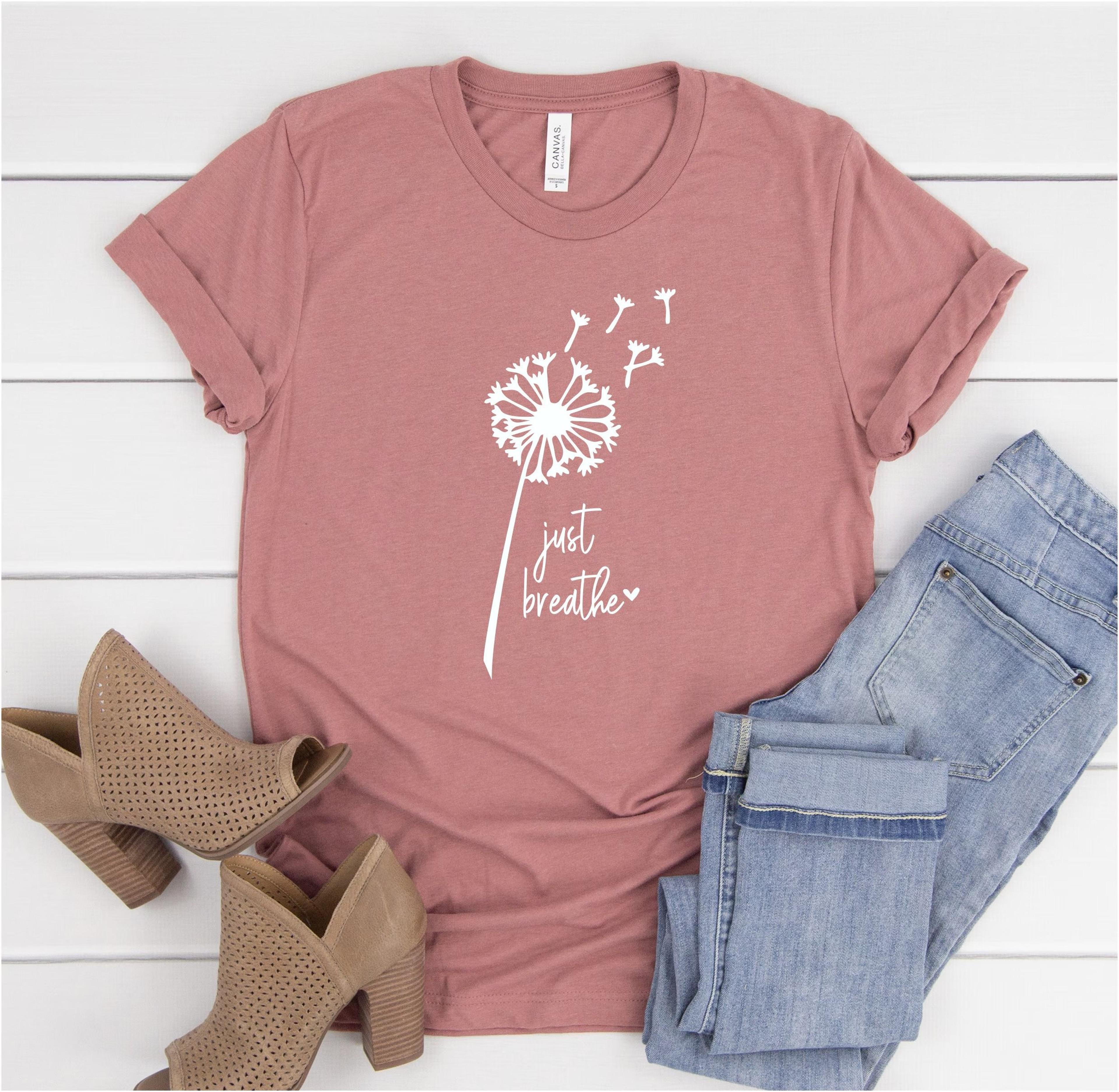 dandelion t-shirt just breathe graphic tee women's spring shirt