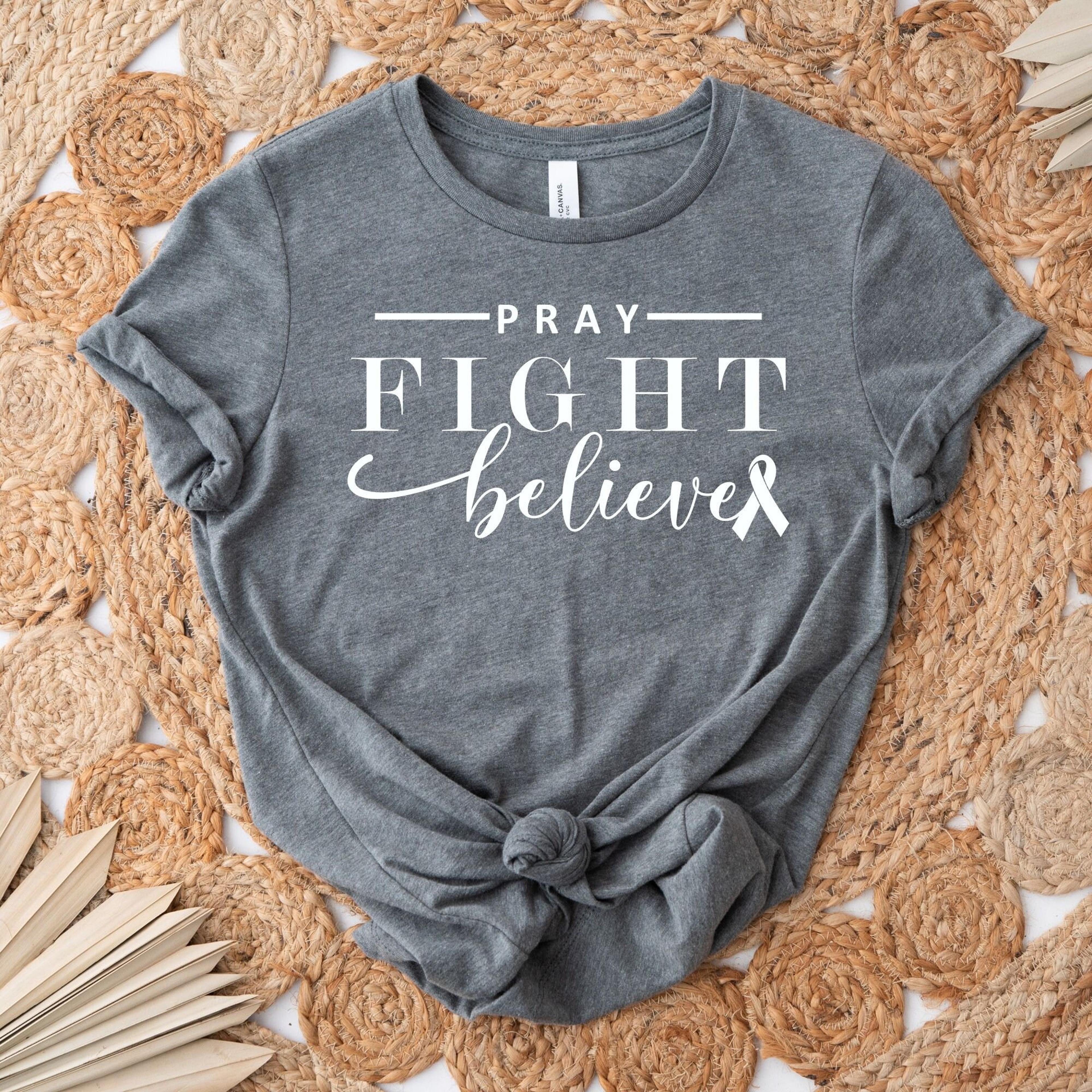 pray fight believe shirt breast cancer awareness graphic tee
