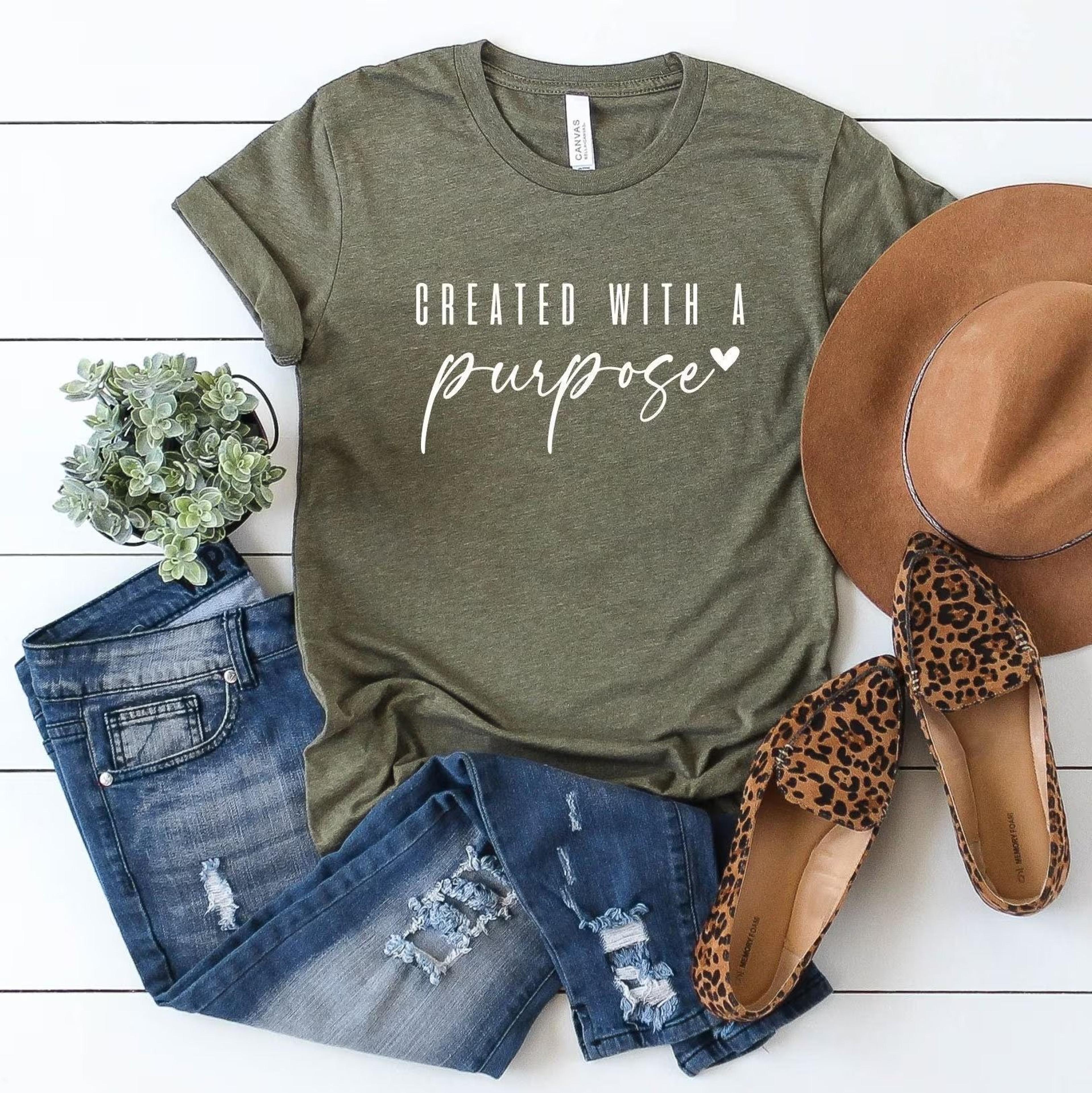 created with a purpose shirt inspirational christian t-shirt