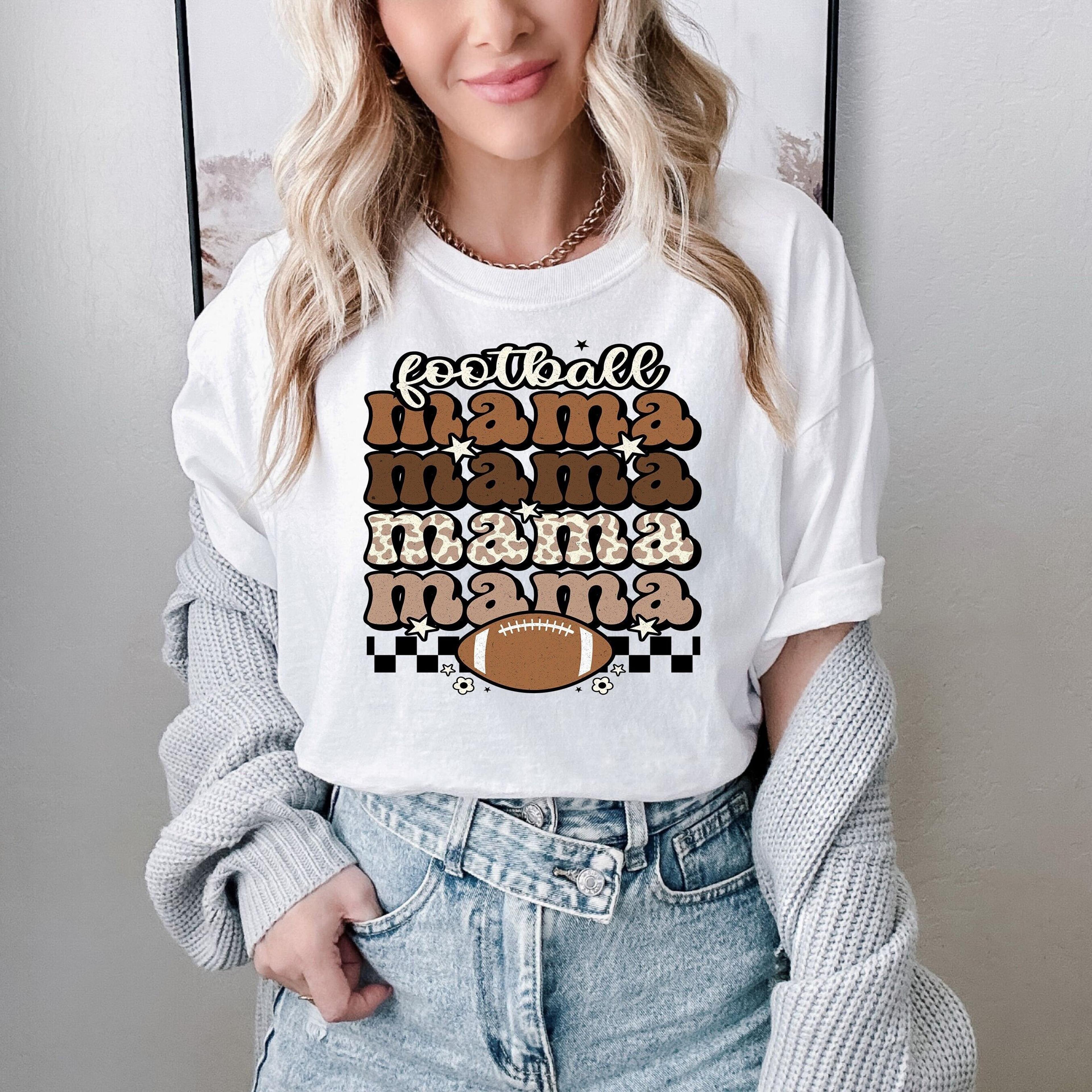 leopard football shirt game day mom football graphic tee