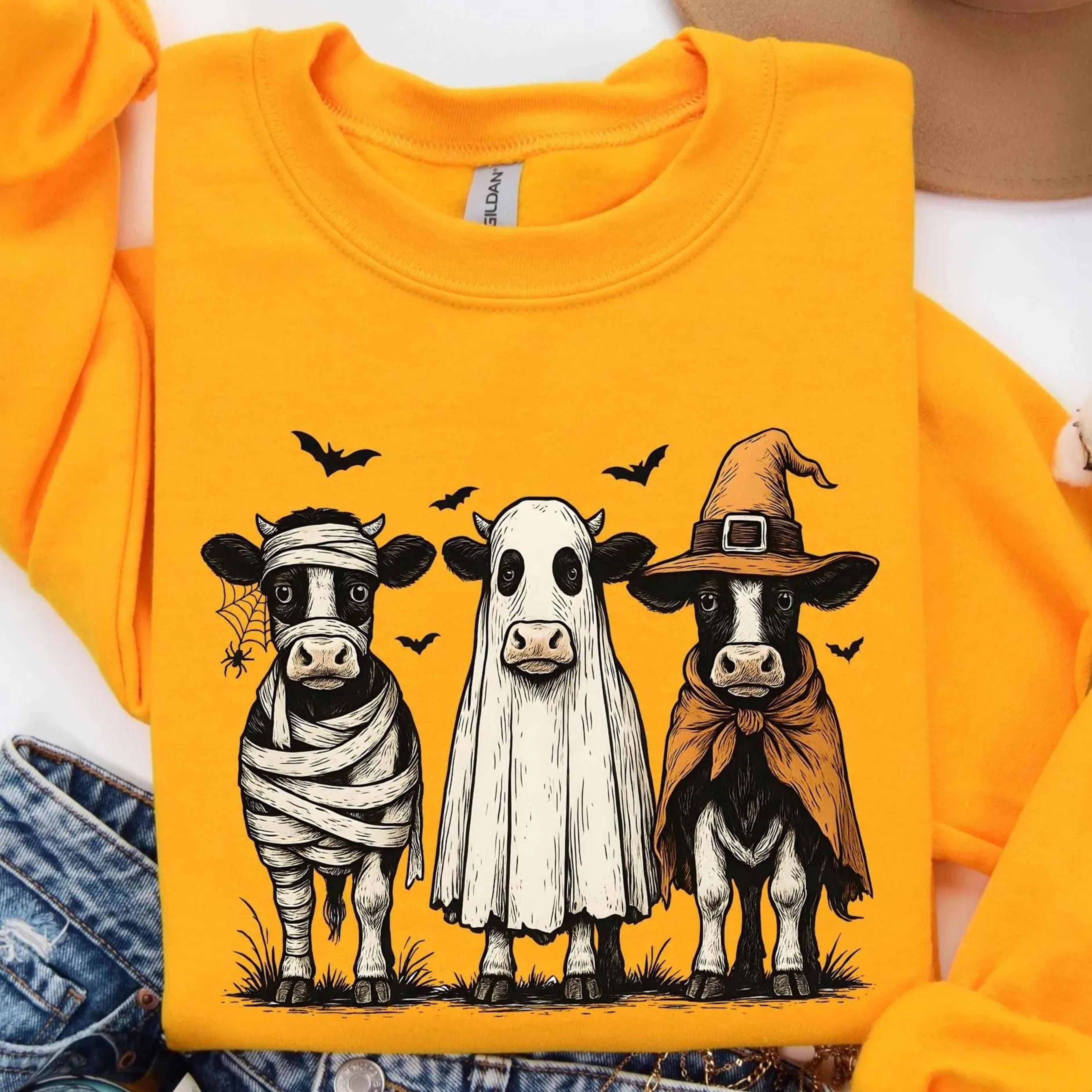 halloween highland cow sweatshirt cute spooky cow fall crewneck