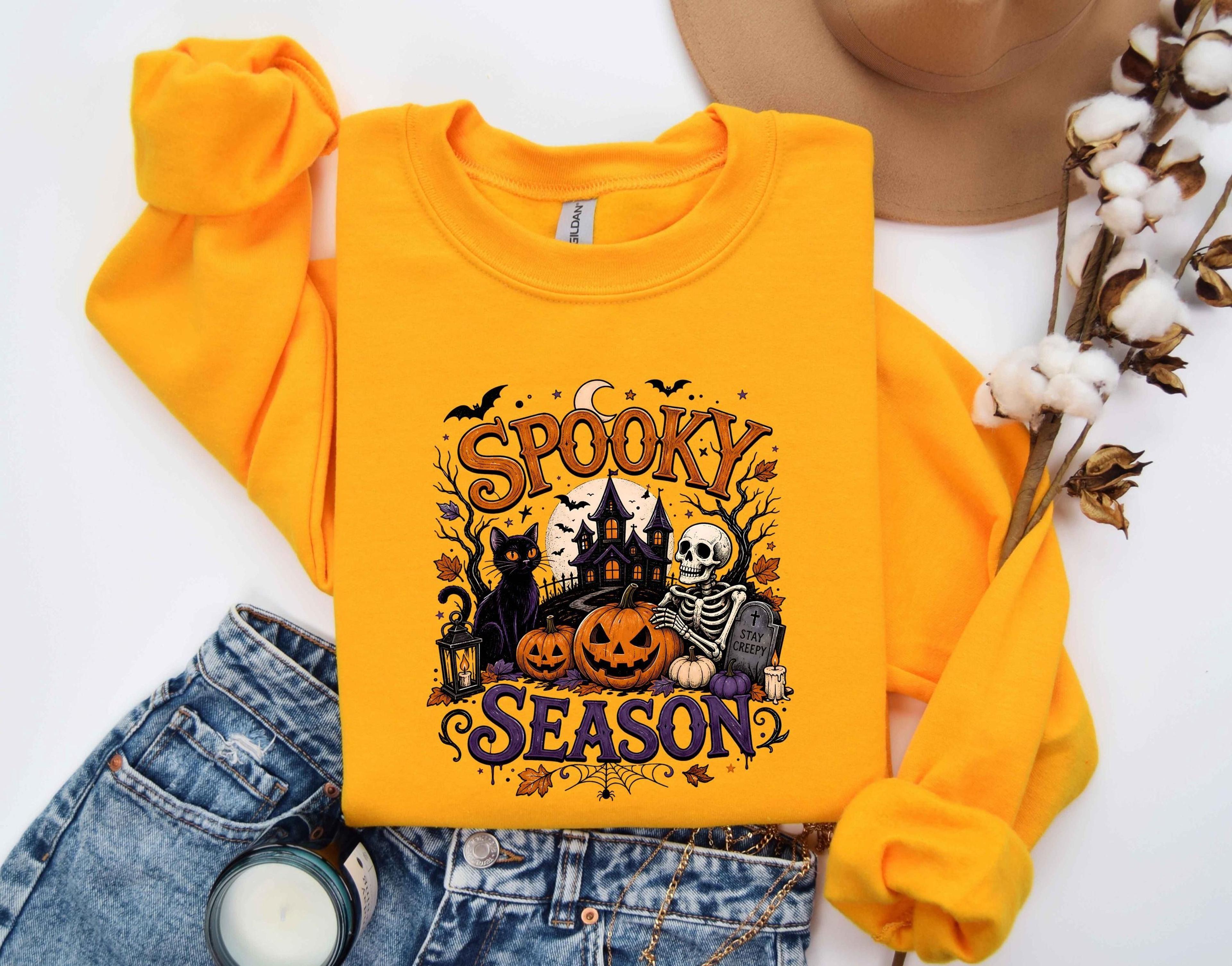 spooky season sweatshirt ghost pumpkin halloween crewneck