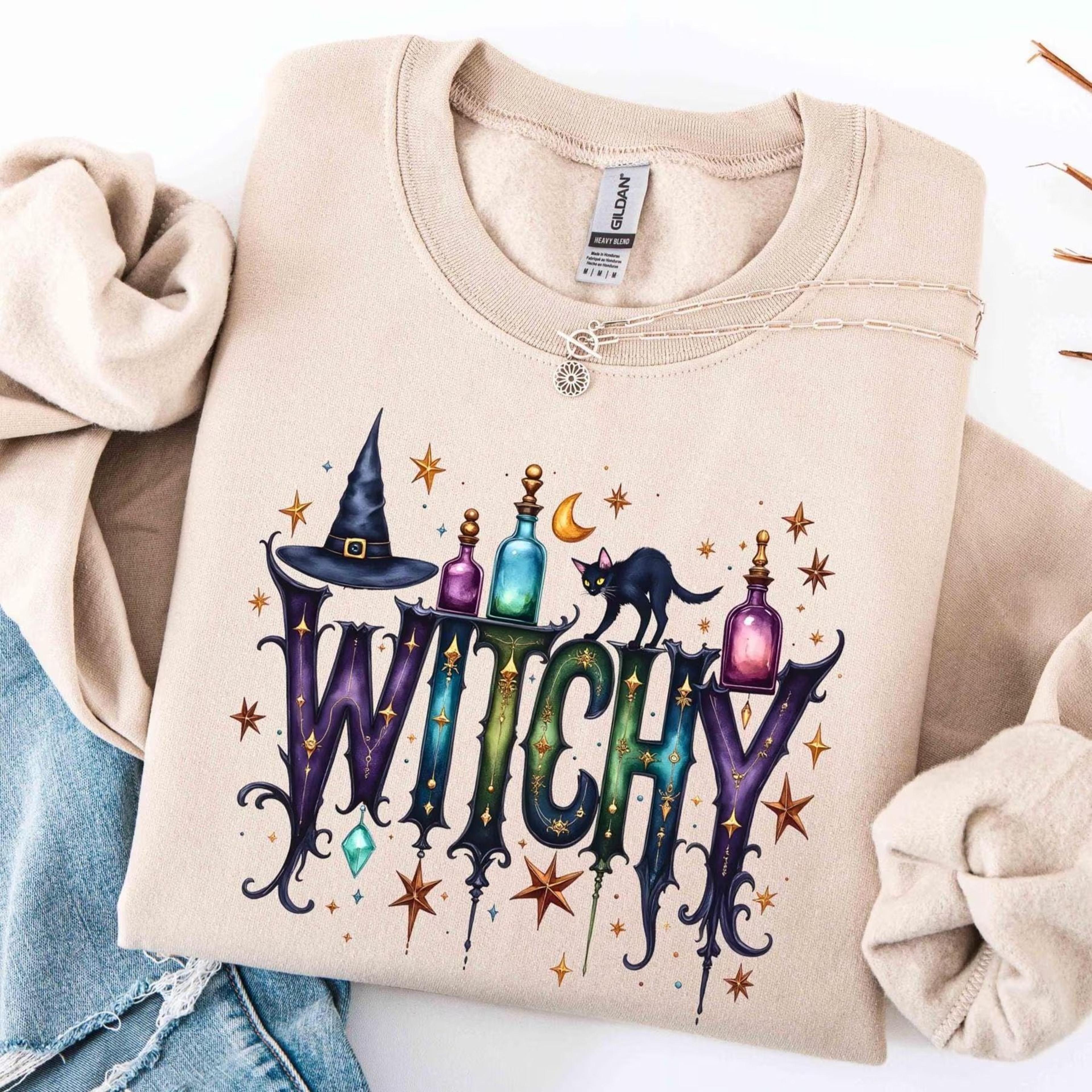 halloween witch sweatshirt funny witchy vibes spooky crewneck tee