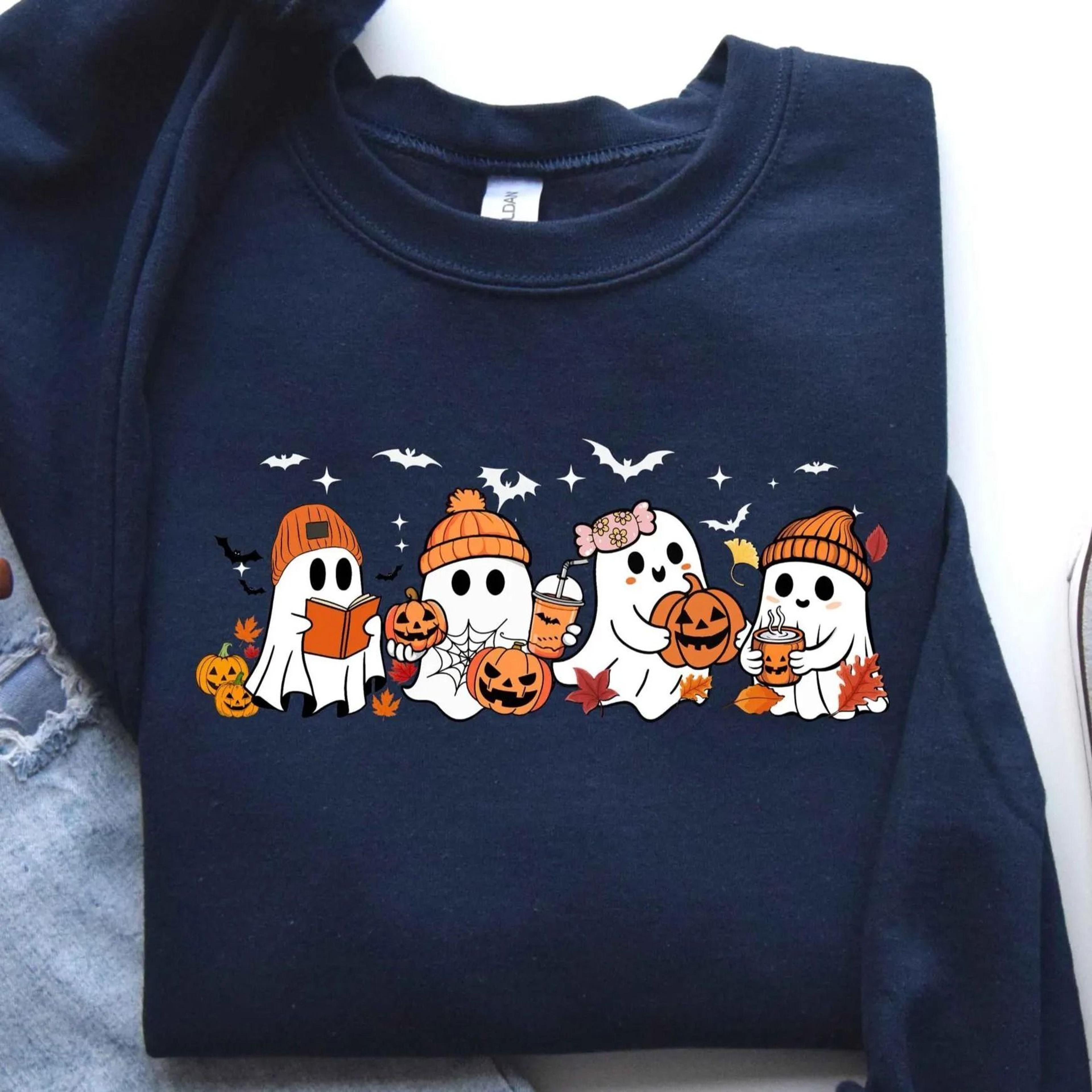 ghost sweatshirt cute fall halloween crewneck spooky season hoodie