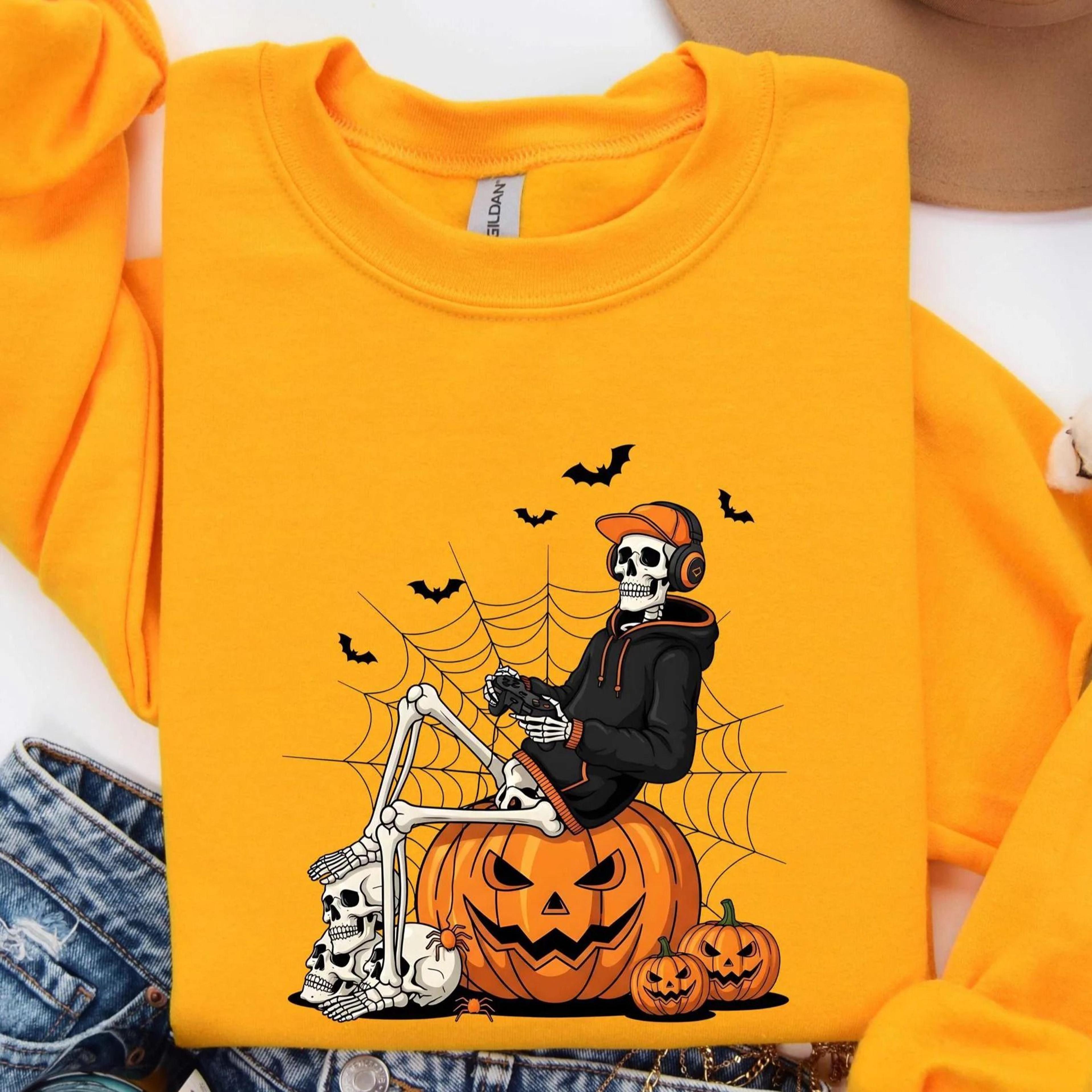 ghost gamer sweatshirt cute spooky gaming halloween crewneck