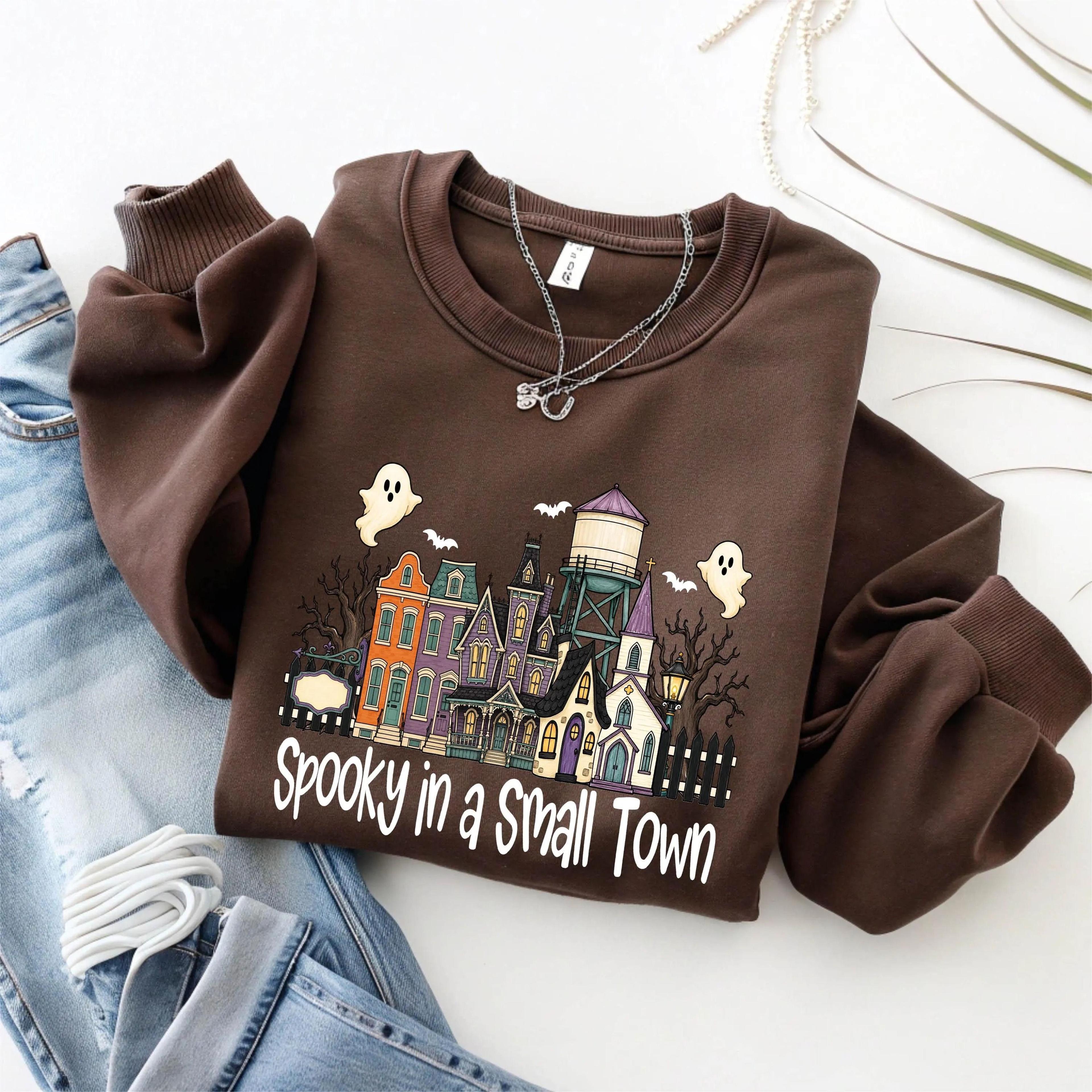 spooky in a small town sweatshirt haunted village vintage fall crewneck