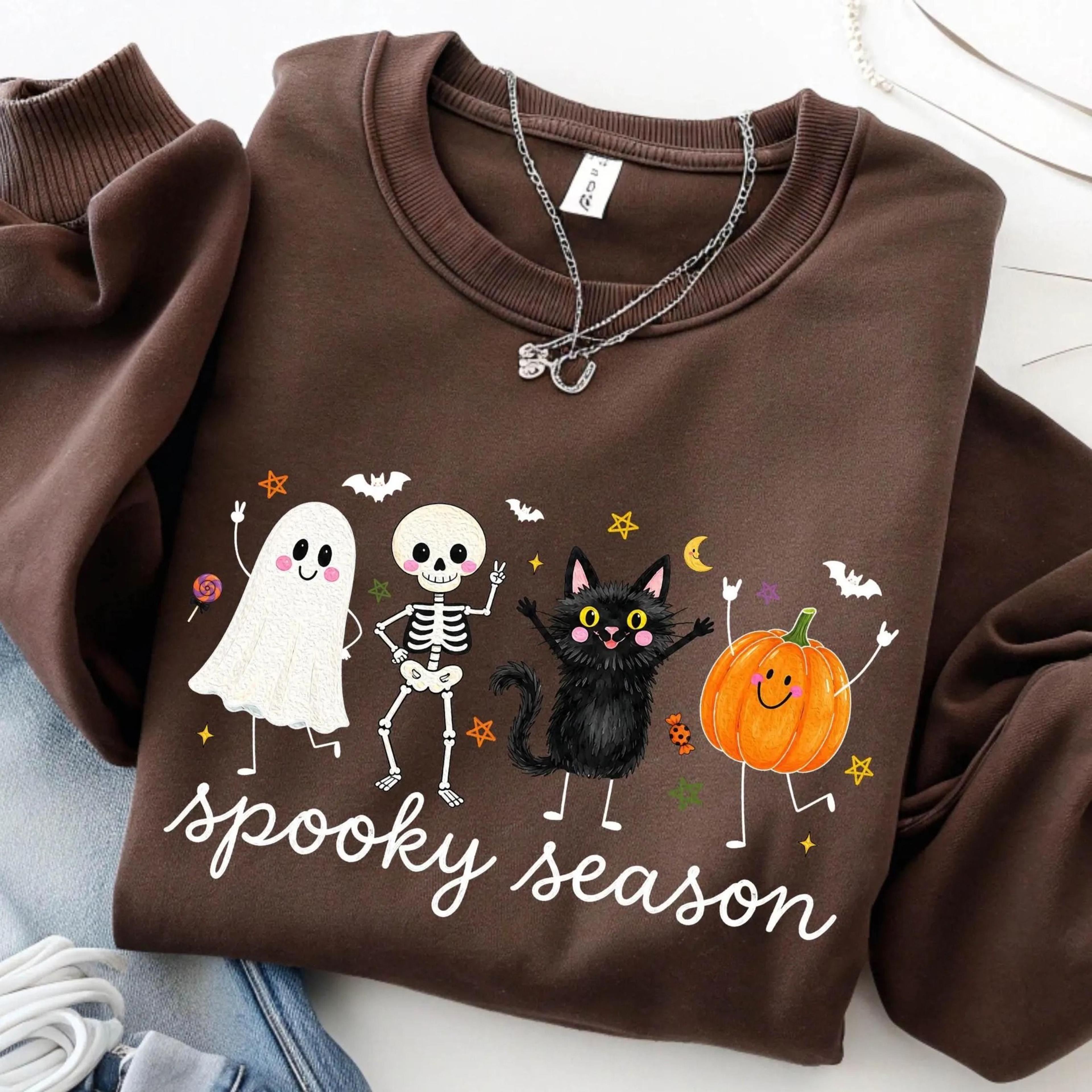 spooky season sweatshirt ghost pumpkin cute halloween crewneck