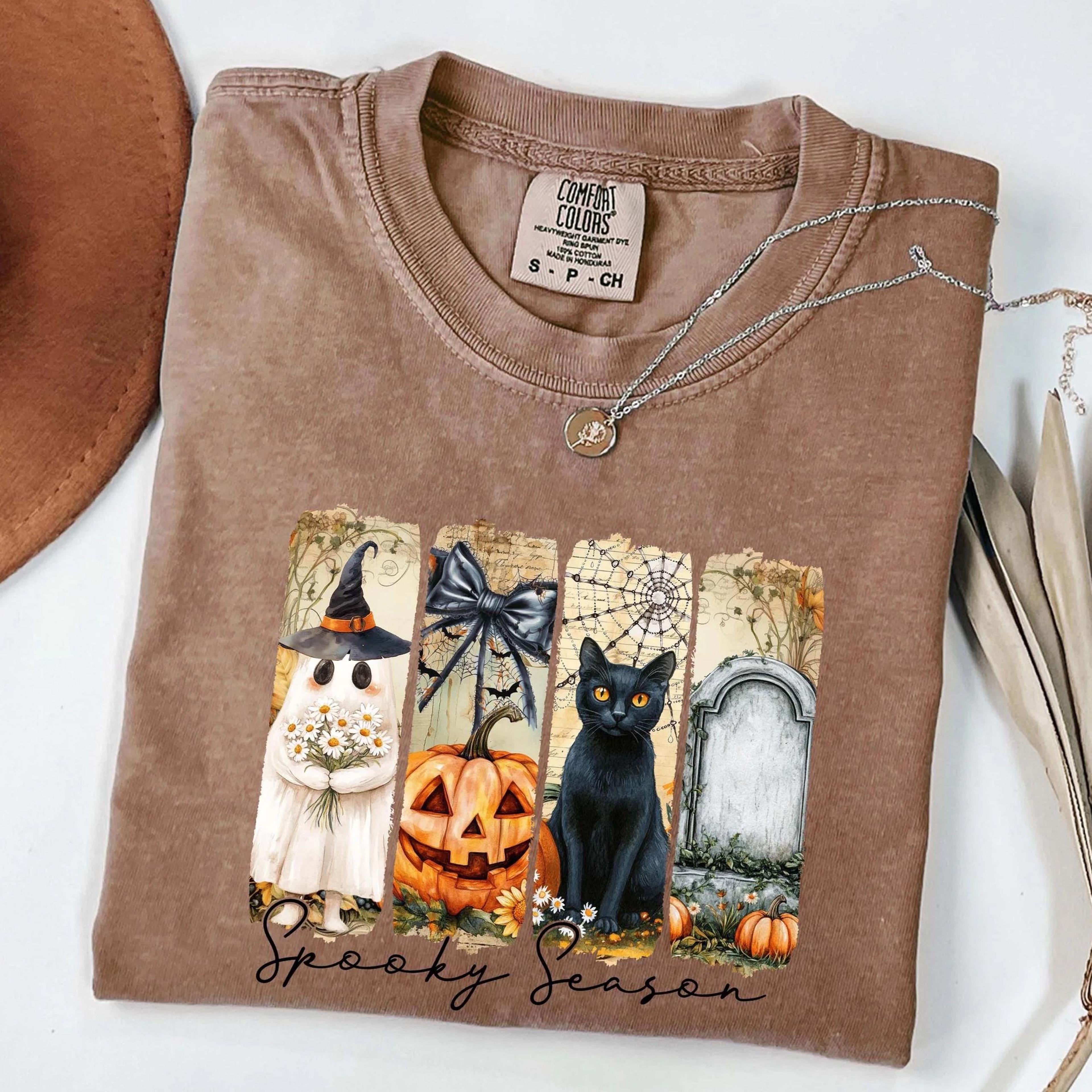 ghost cat shirt cute retro halloween cat ghost t-shirt