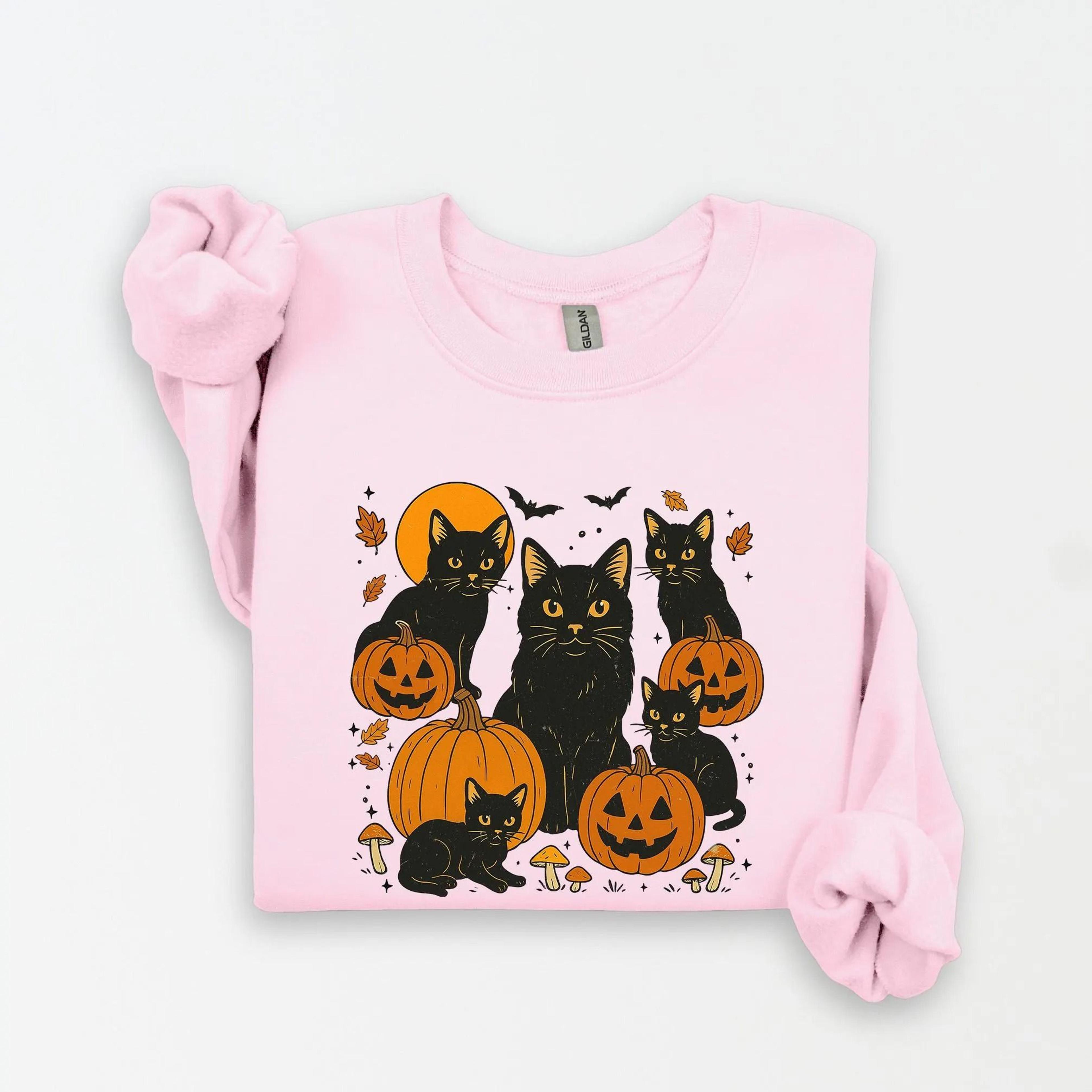 black cat halloween sweatshirt cool spooky season cat lover hoodie