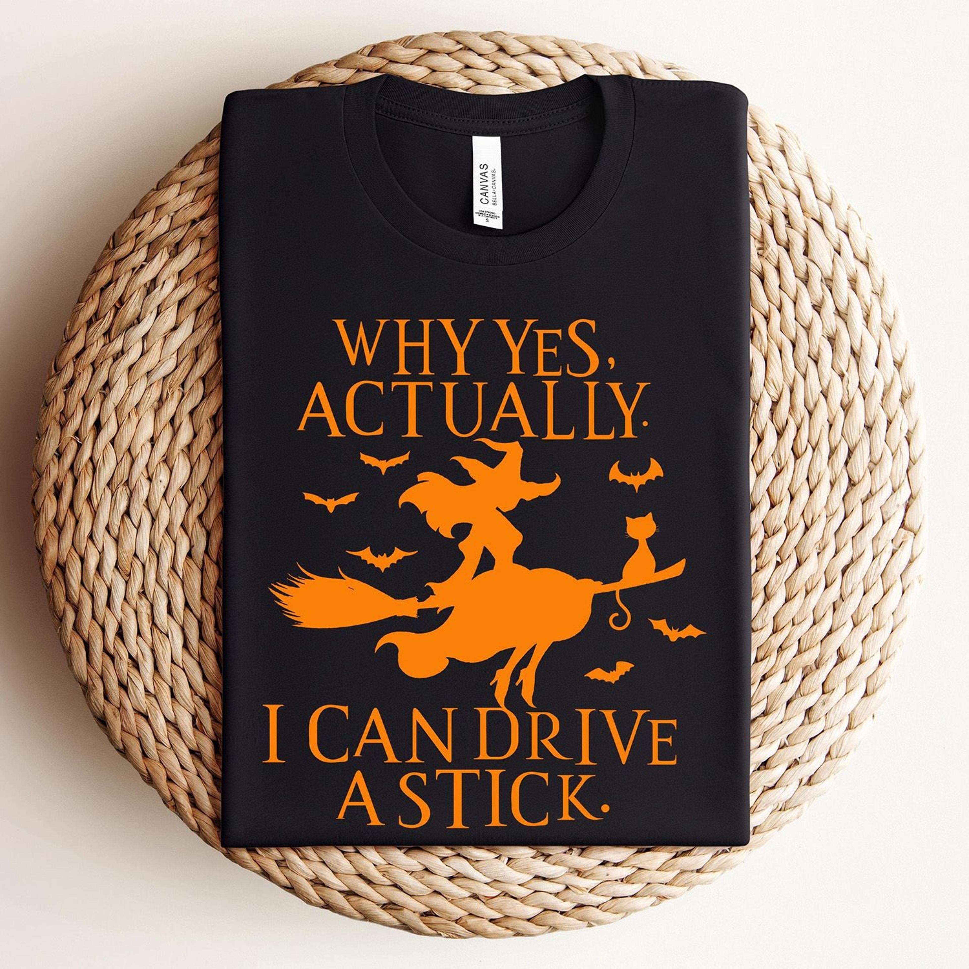 yes i can drive a stick witch shirt funny spooky halloween tee