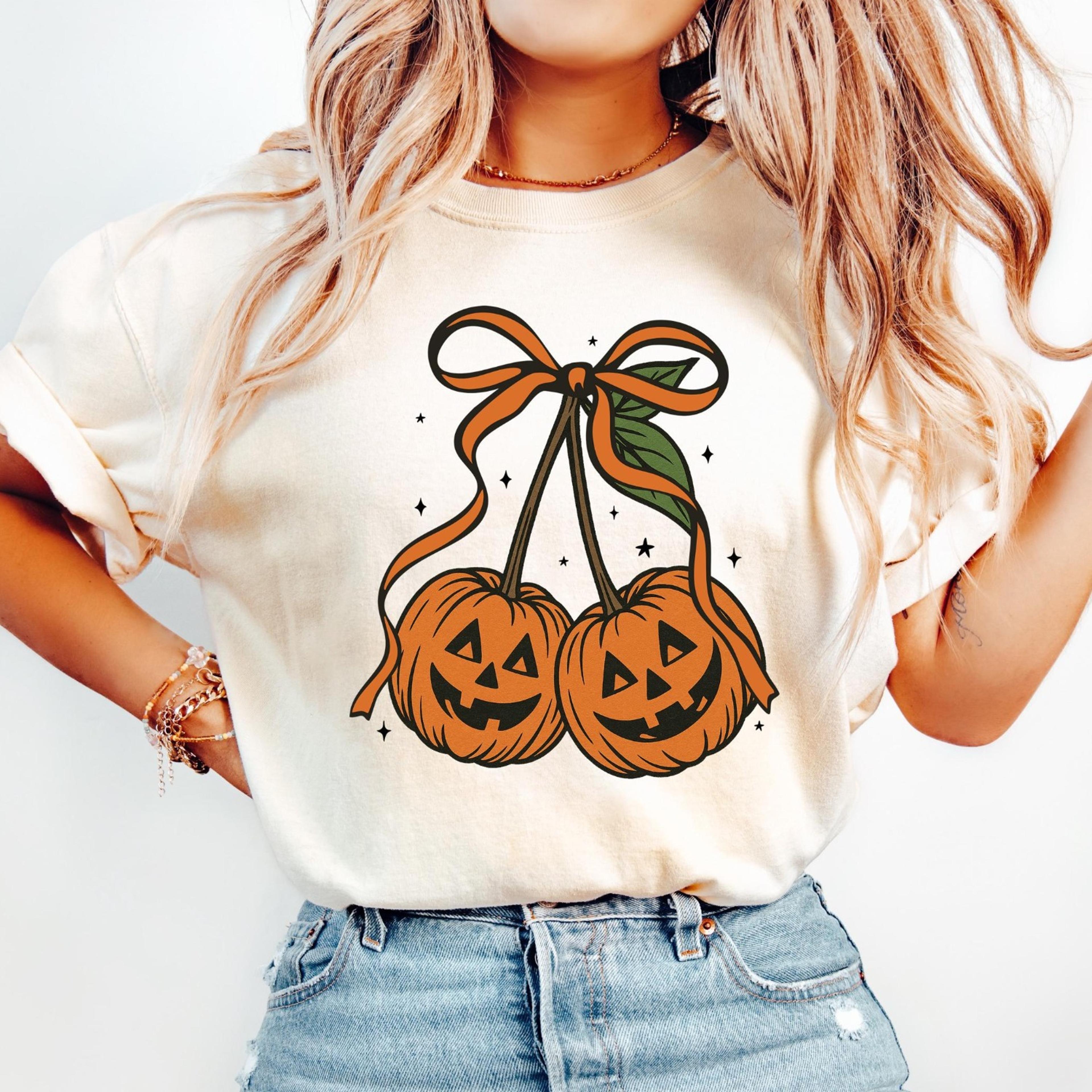 pumpkin cherry halloween shirt cute jack o lantern spooky fall tee