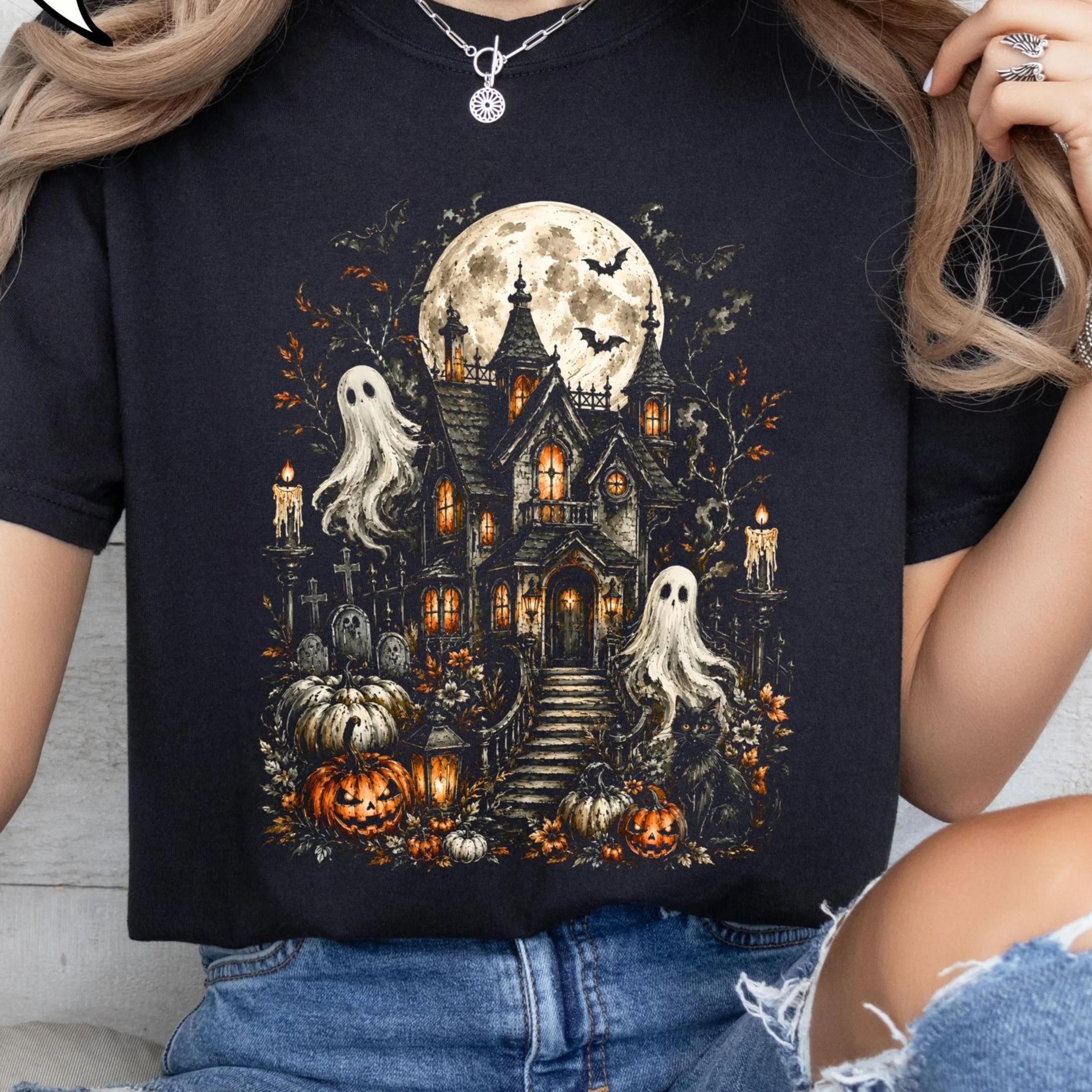 haunted house halloween t-shirt, spooky season shirt, halloween ghost tee