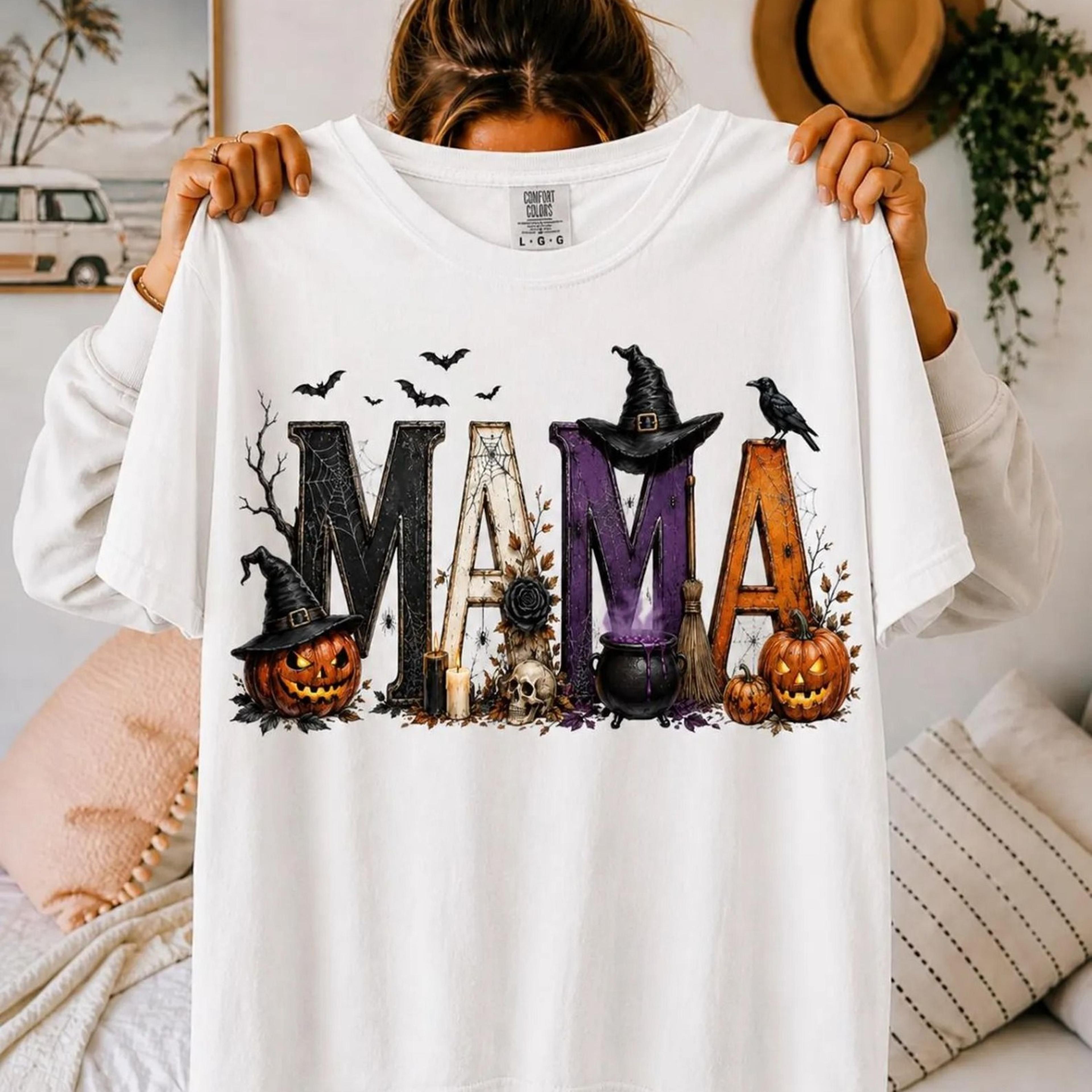 mama halloween shirt, spooky mama shirt, halloween mama shirt, pumpkin mom tee, cute fall shirt, witch hat shirt, hallow