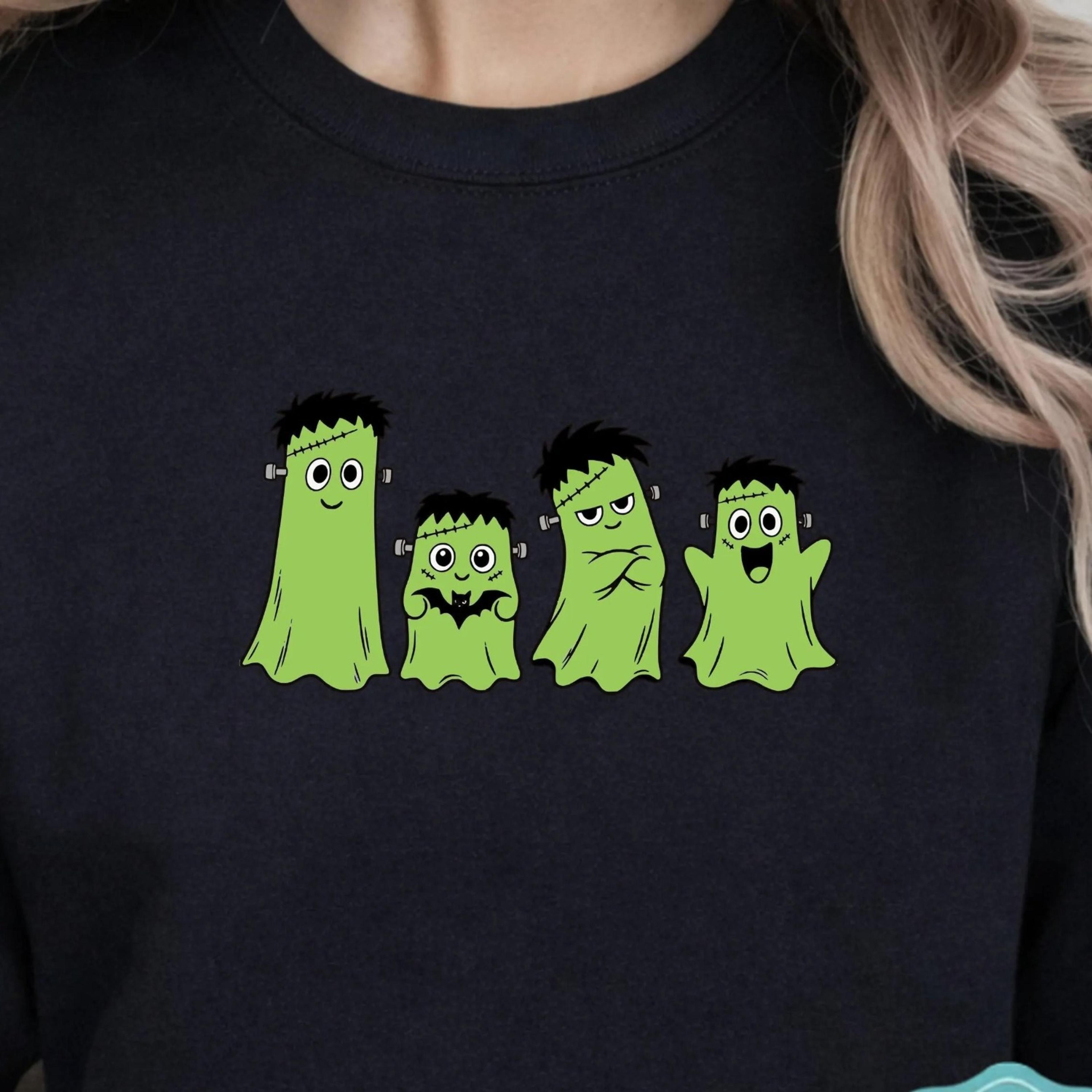 matching halloween shirts, cute frankenstein ghost tee, spooky season family shirts, group halloween t-shirt for teacher