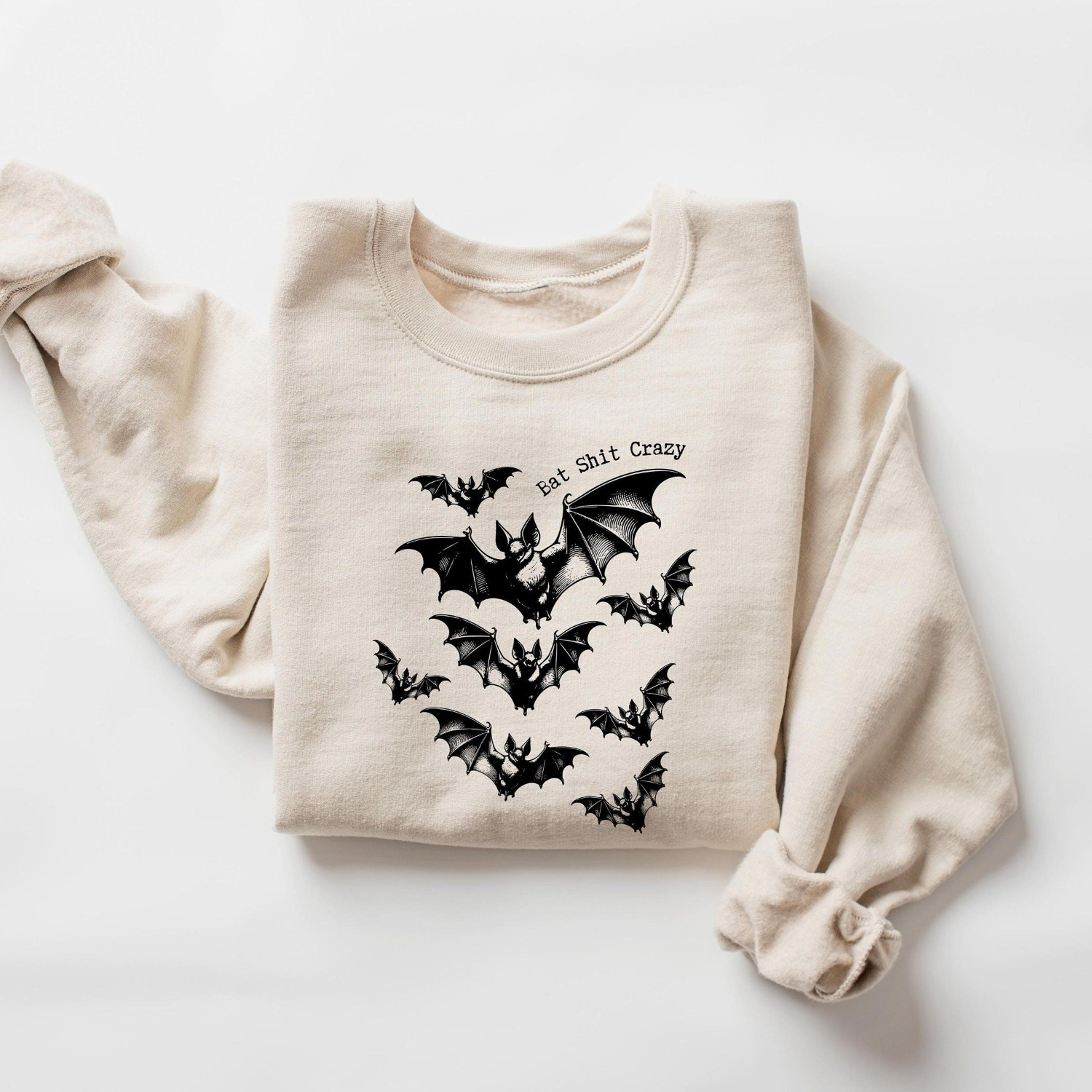 bats halloween sweatshirt spooky season cozy scary fall sweater