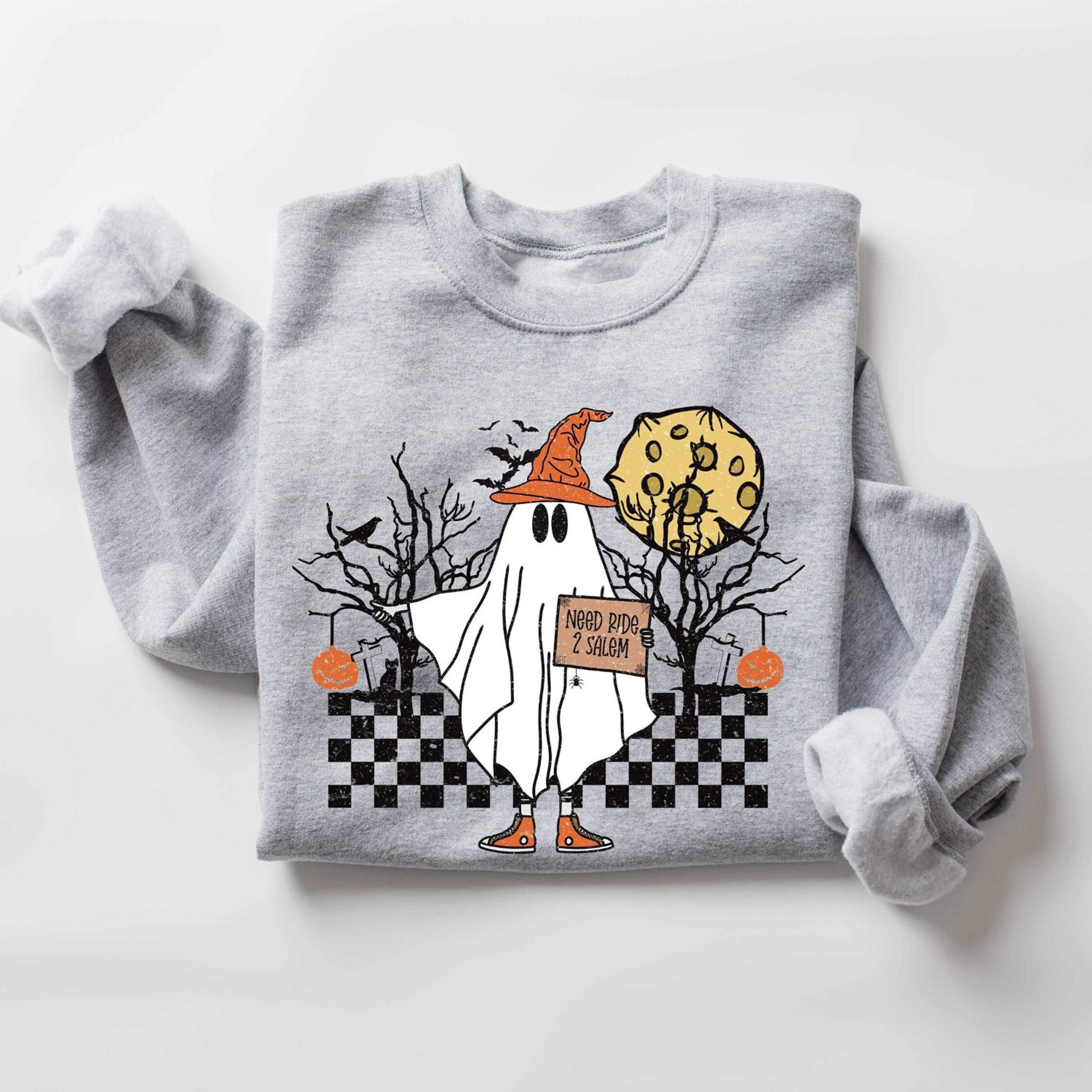 boo ghost halloween sweatshirt cute funny spooky season crewneck