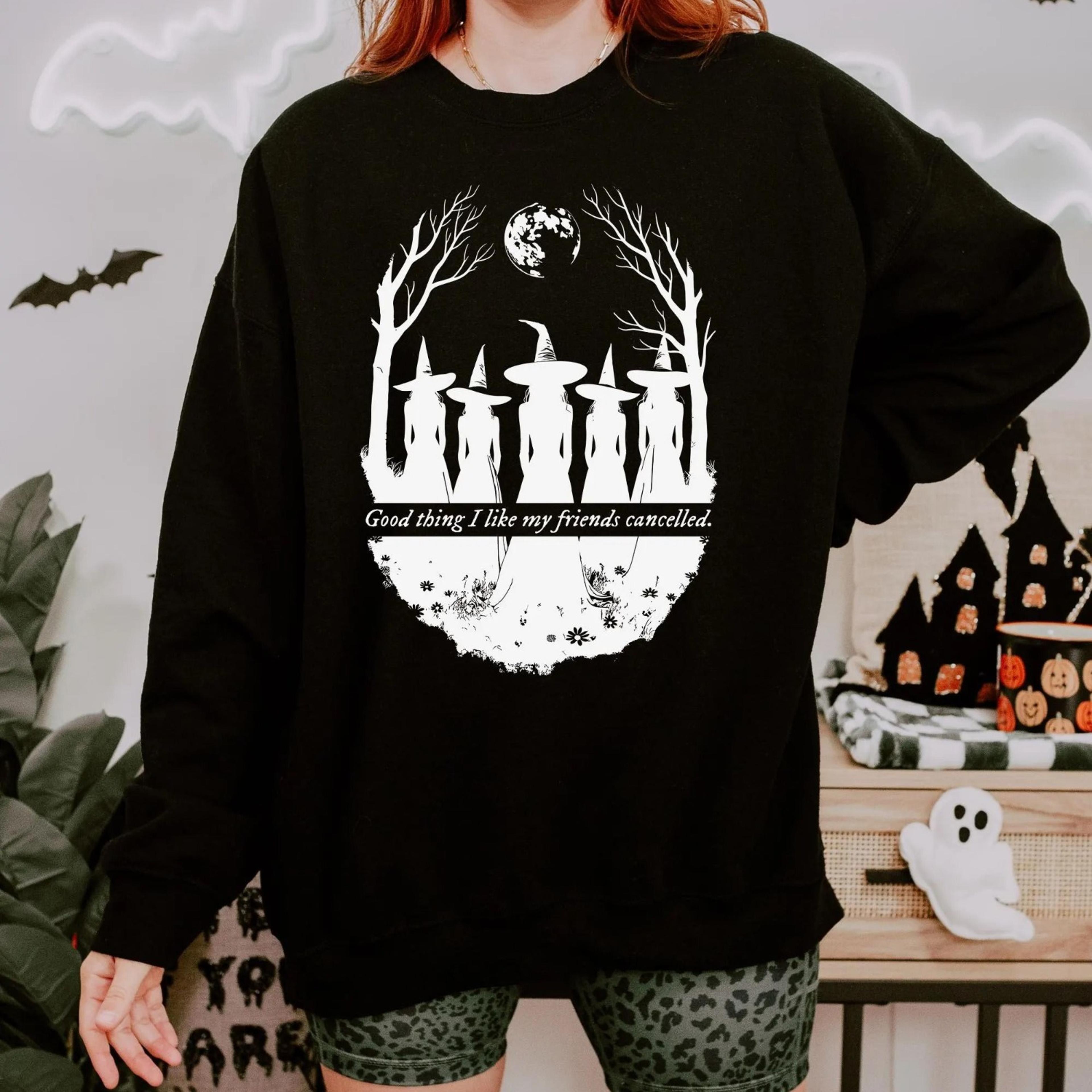 i like my friends cancelled witch sweatshirt, taylor halloween shirt, showgirl lyrics top, witchy coven, gift for music