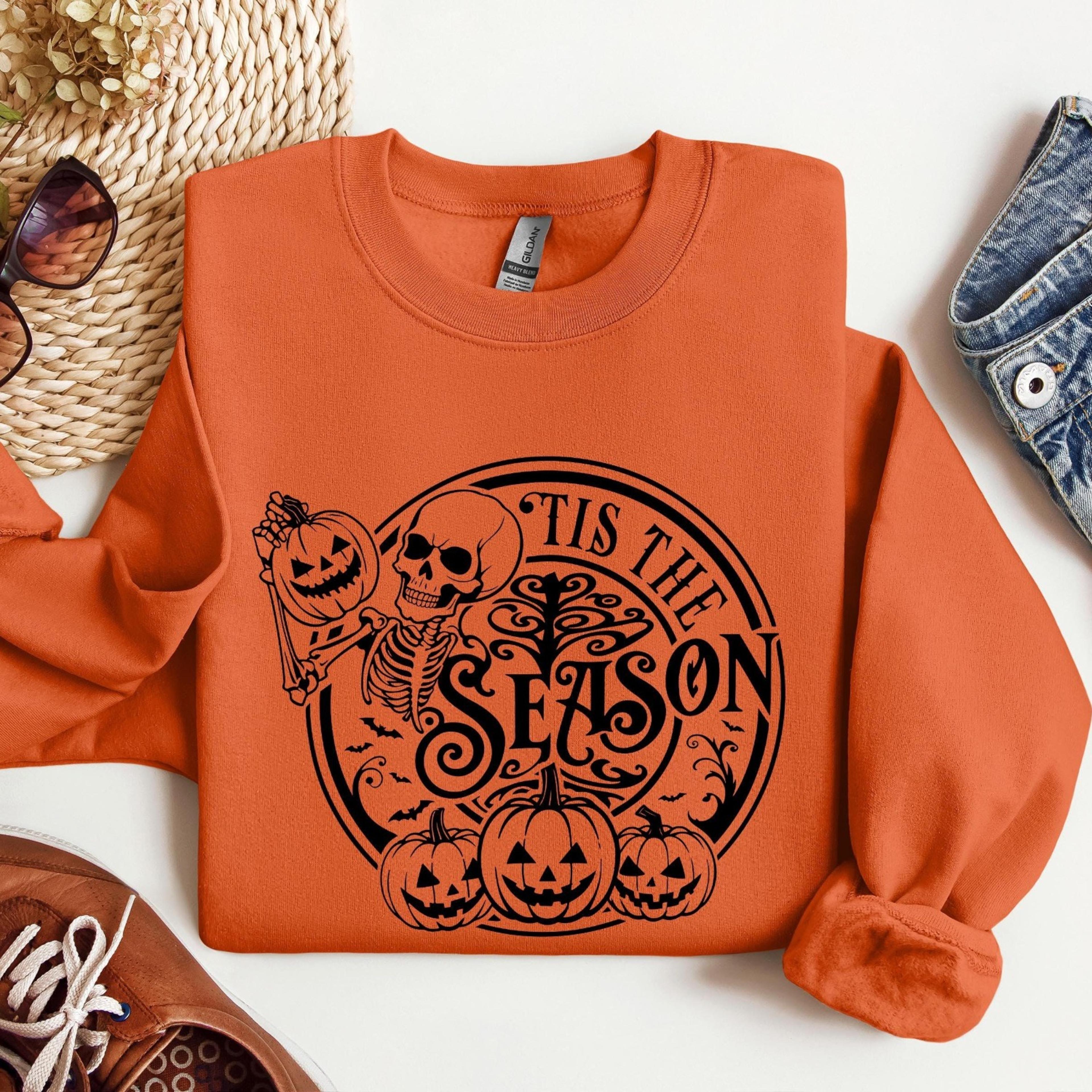 tis the season halloween sweatshirt,halloween sweatshirt,spooky season,pumpkin shirt,halloween design shirt,halloween