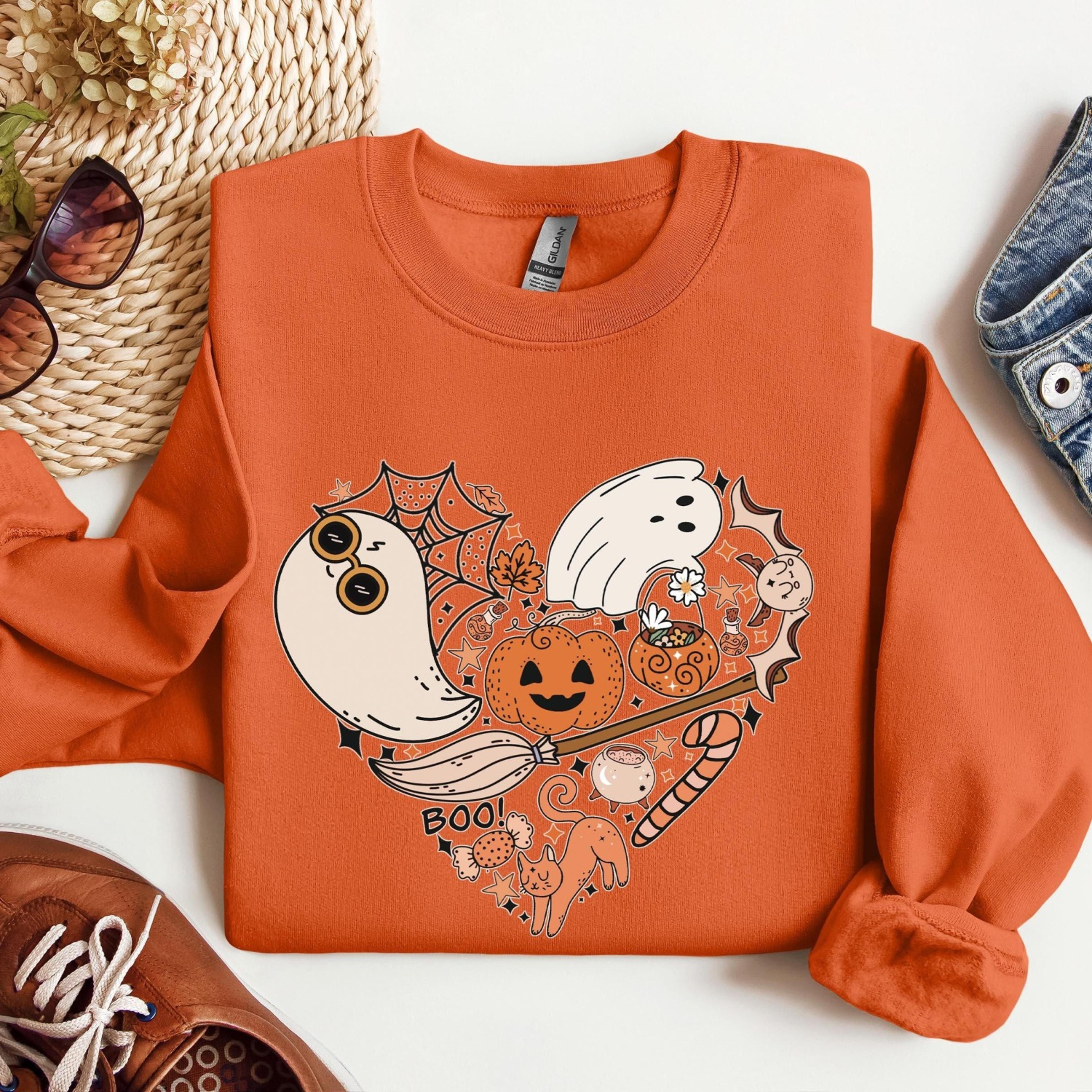 halloween doodles sweatshirt cute happy halloween heart spooky hoodie