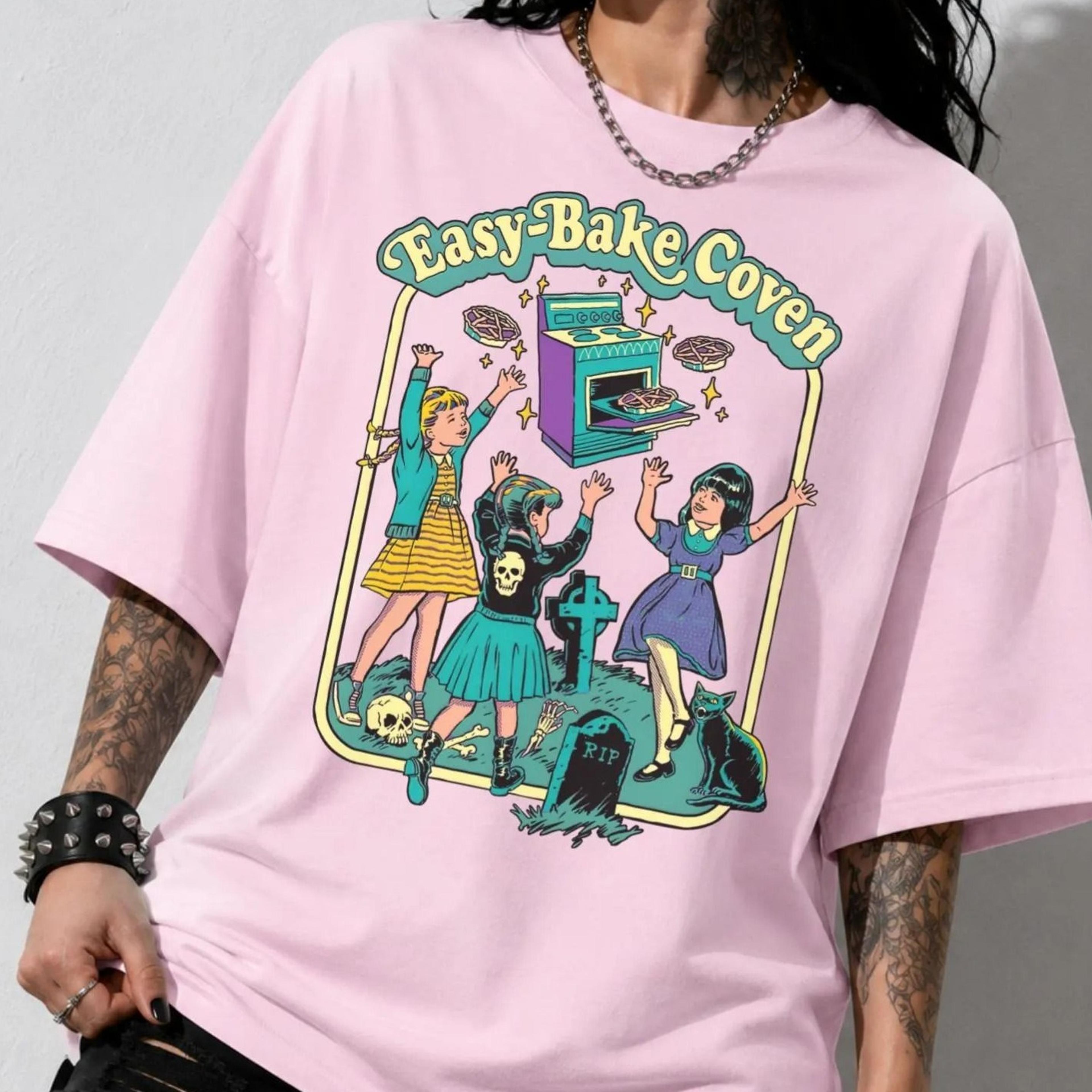 easy bake coven shirt women, witch halloween t-shirt, witchy halloween outfit, retro witch shirt, spooky season tee