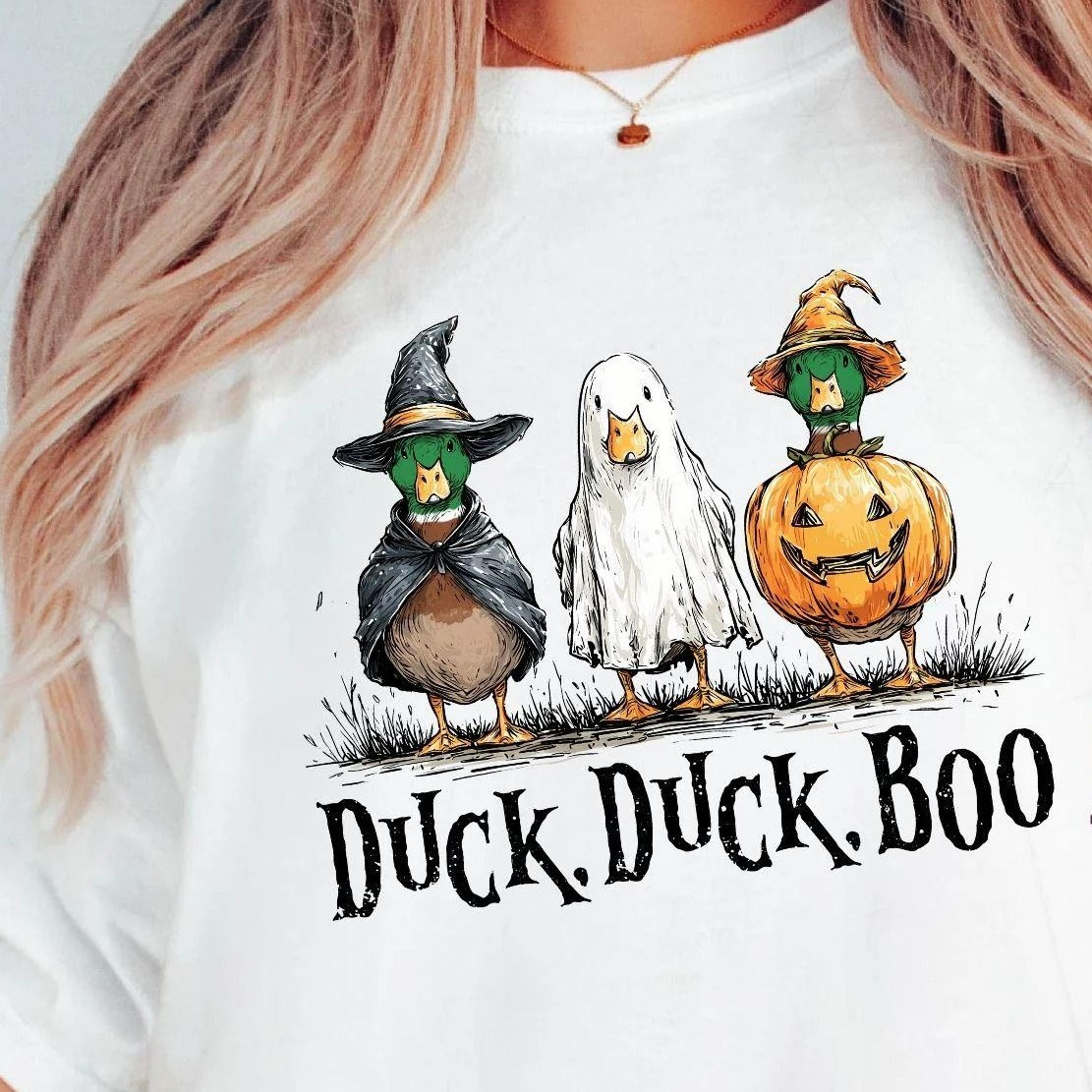 duck duck boo halloween shirt, spooky season shirt, funny goose pumpkin tee, retro witch ghost pumpkin goose shirt, gift