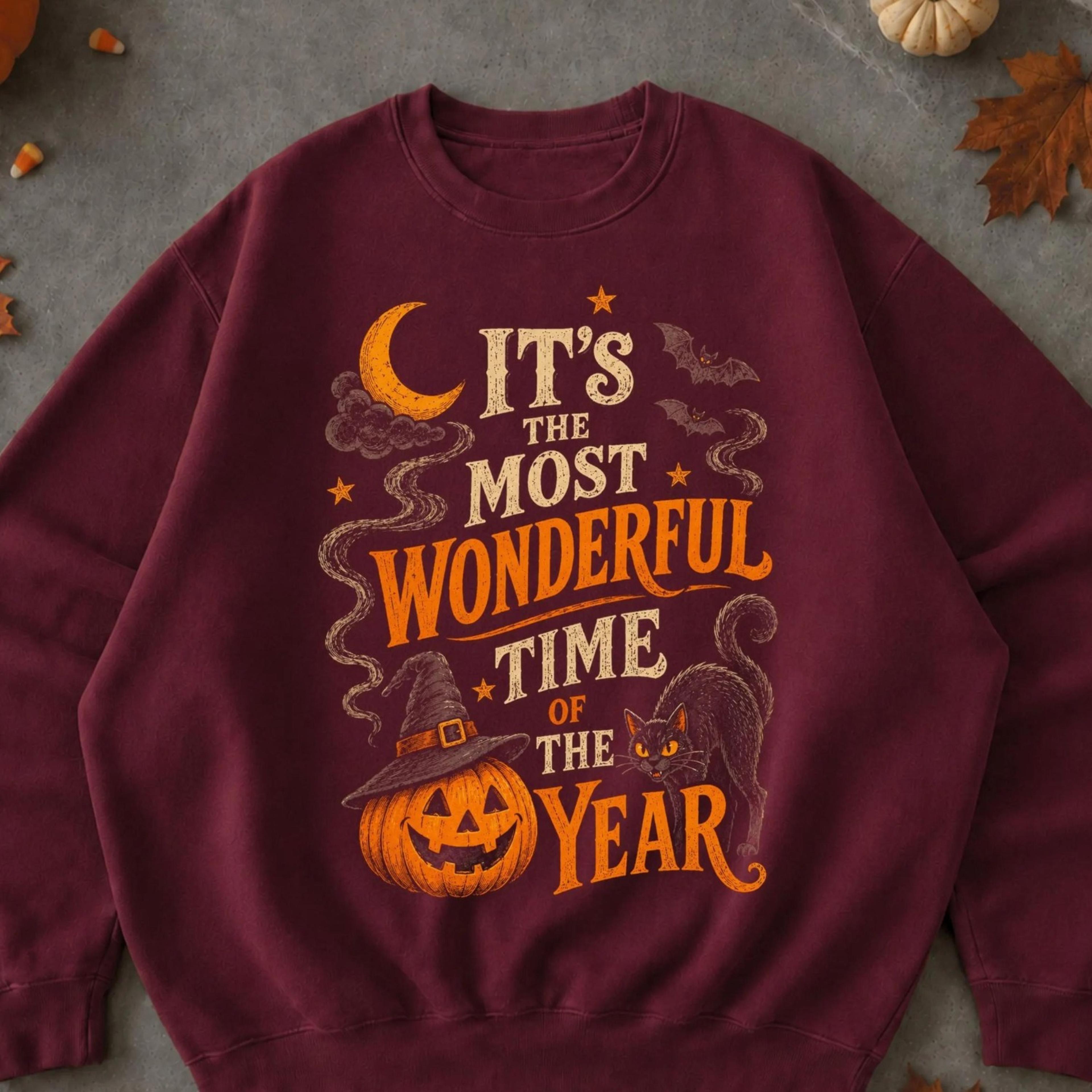 it's the most wonderful time of the year halloween shirt, spooky season pumpkin ghost tshirt, vintage witchy fall graphi