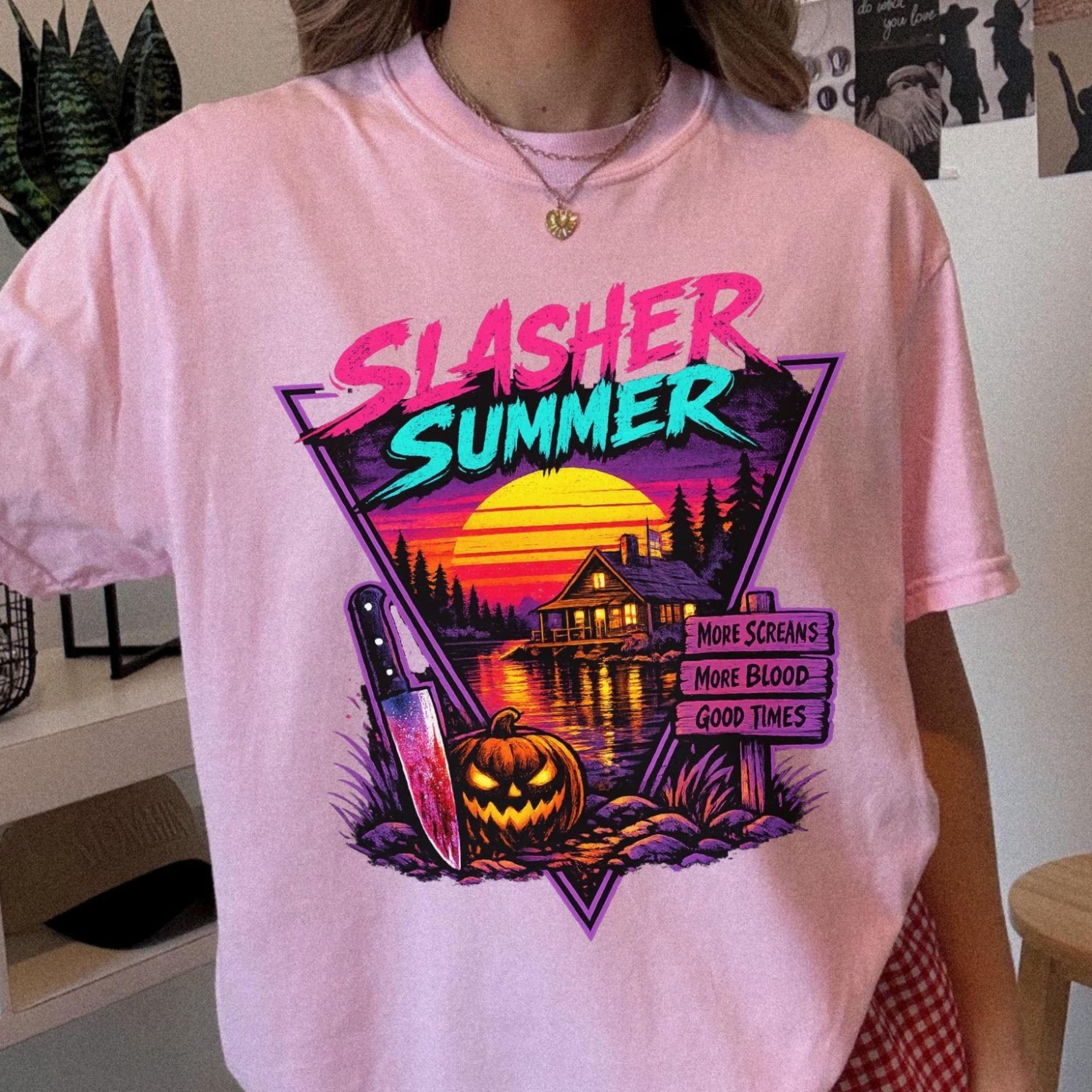 shirt, retro horror camp tee, 80s halloween tee, summerween shirt, spooky camp tee, vintage slasher t-shirt