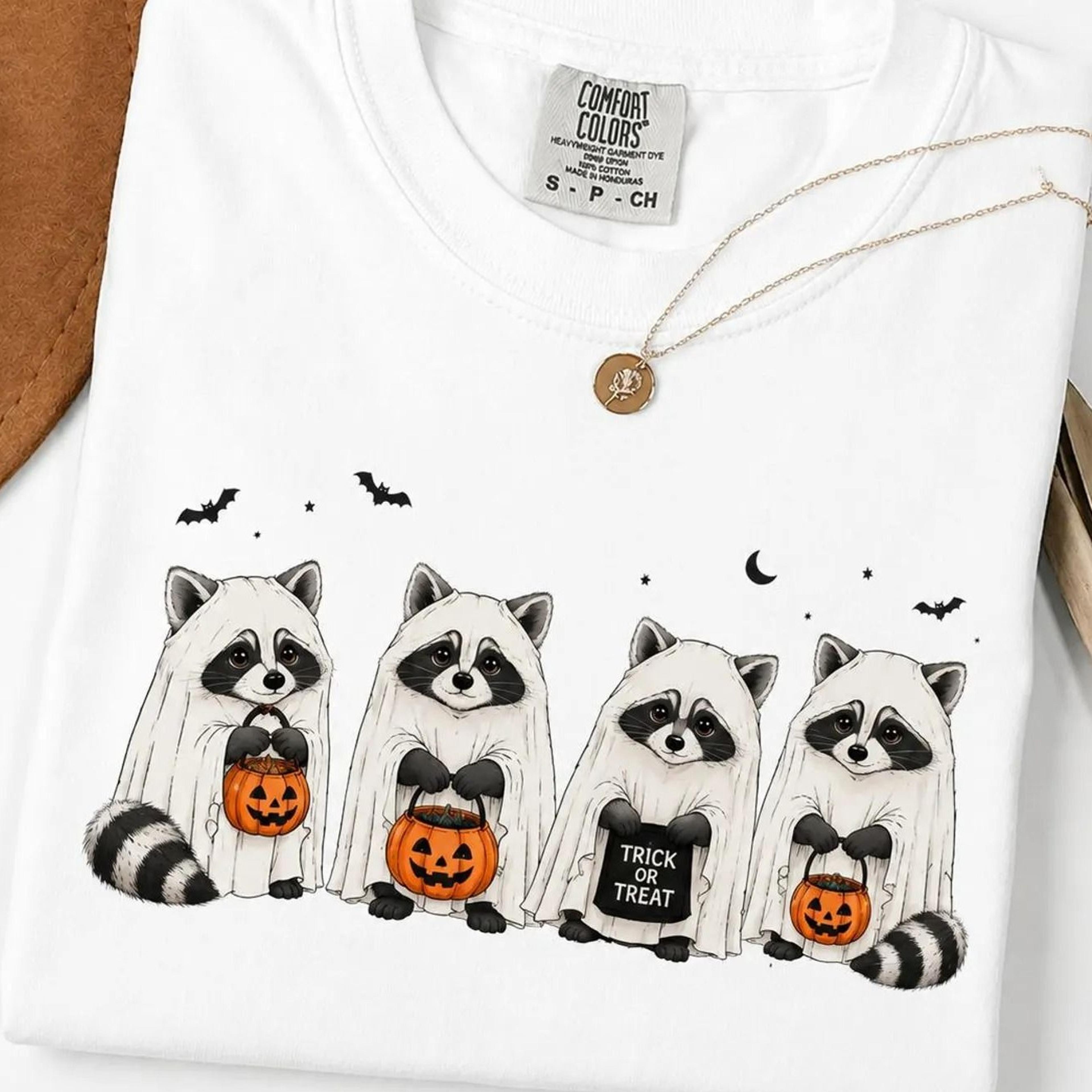 cute ghost raccoon halloween shirt, spooky raccoon tee, funny trick or treat animal shirt, fall autumn gr