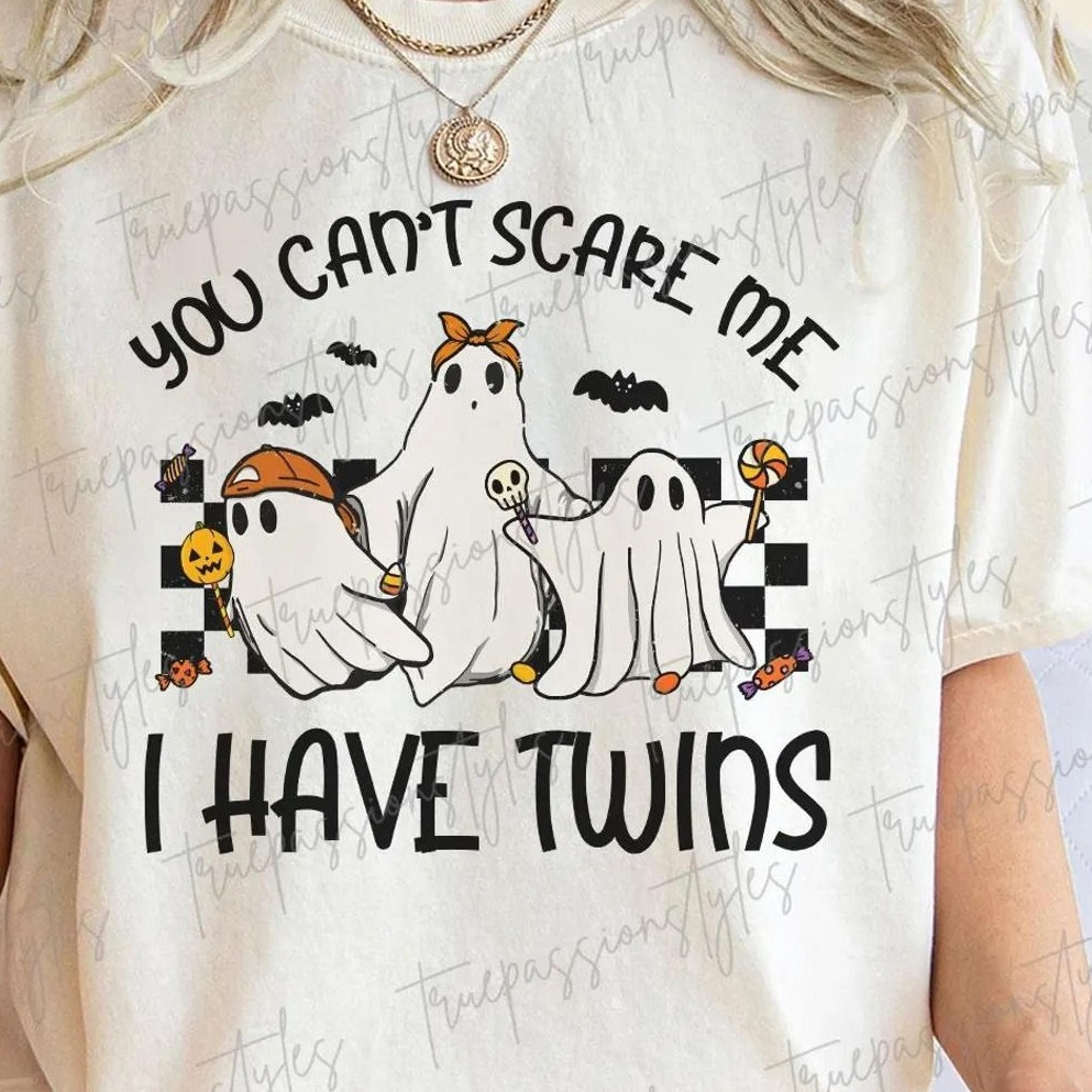 twin mom halloween shirt, spooky twin mama tee, you can't scare me i have twins shirt, funny twin mom shirt s03908