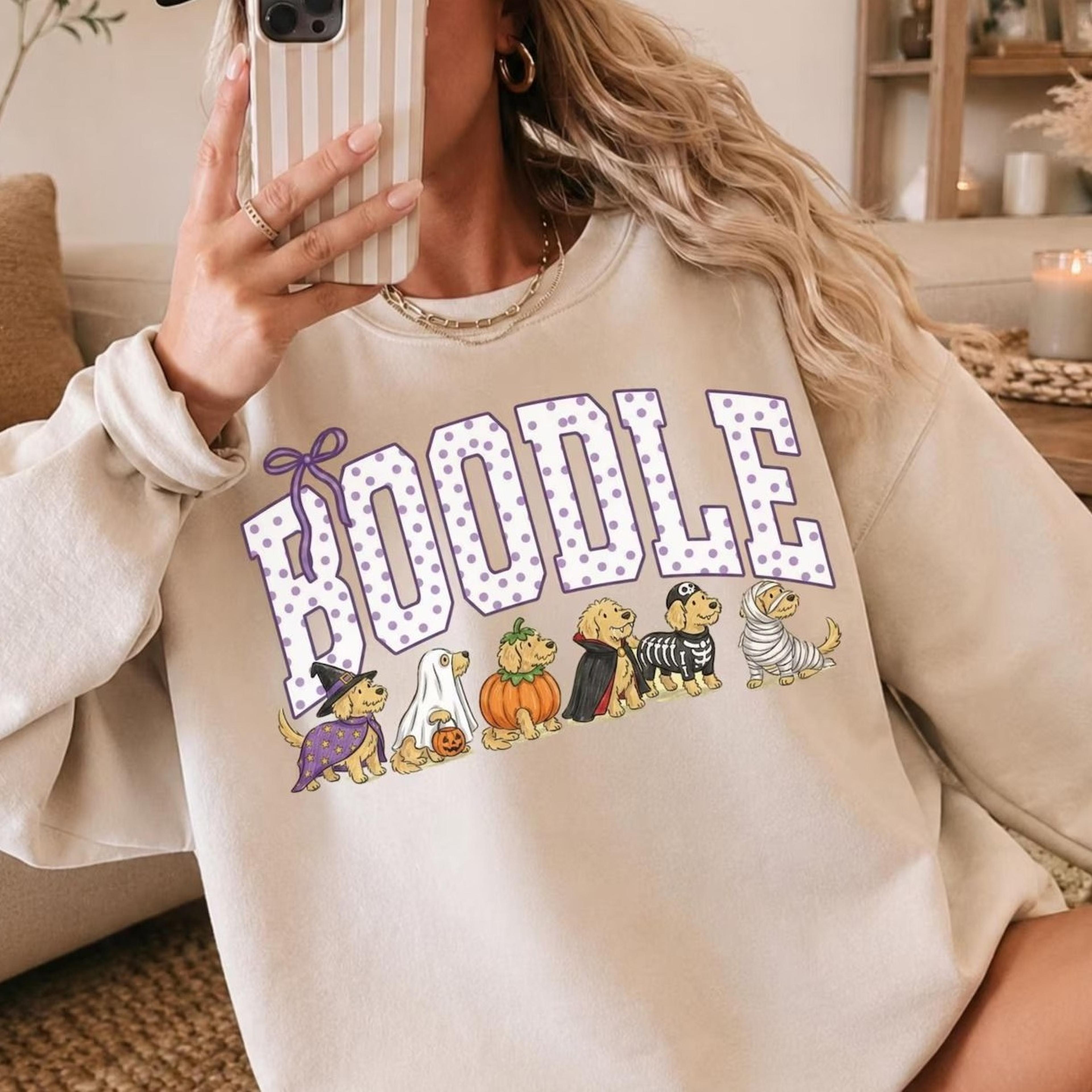 funny hoodle dog mom shirt, goldendoodle halloween tee, doodle dog gift, spooky fall dog lover