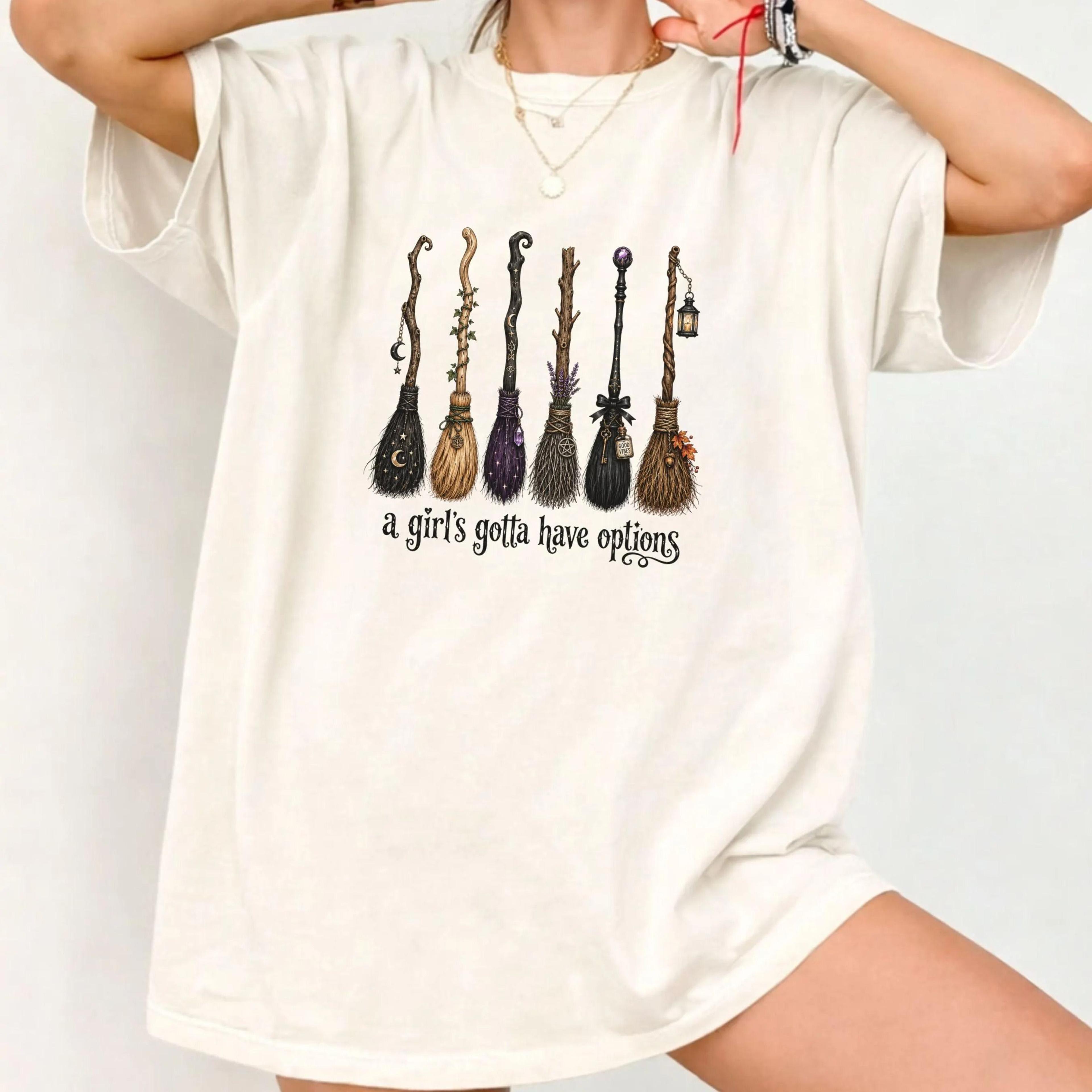 halloween witch shirt women graphic tee broomstick design clothing funny spooky season apparel autumn october casual wea