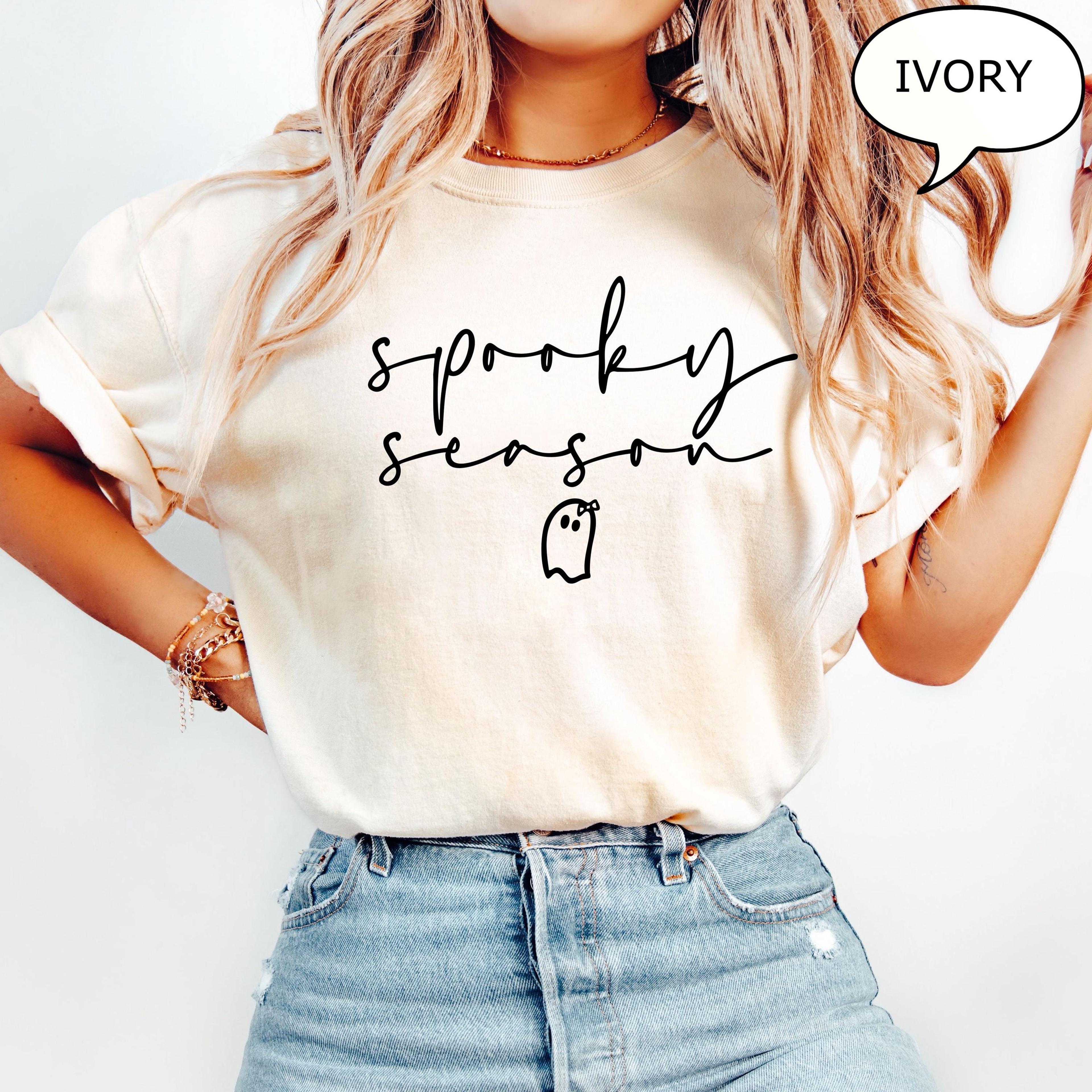 spooky season shirt cute ghost halloween t shirt for women spooky halloween graphic tee