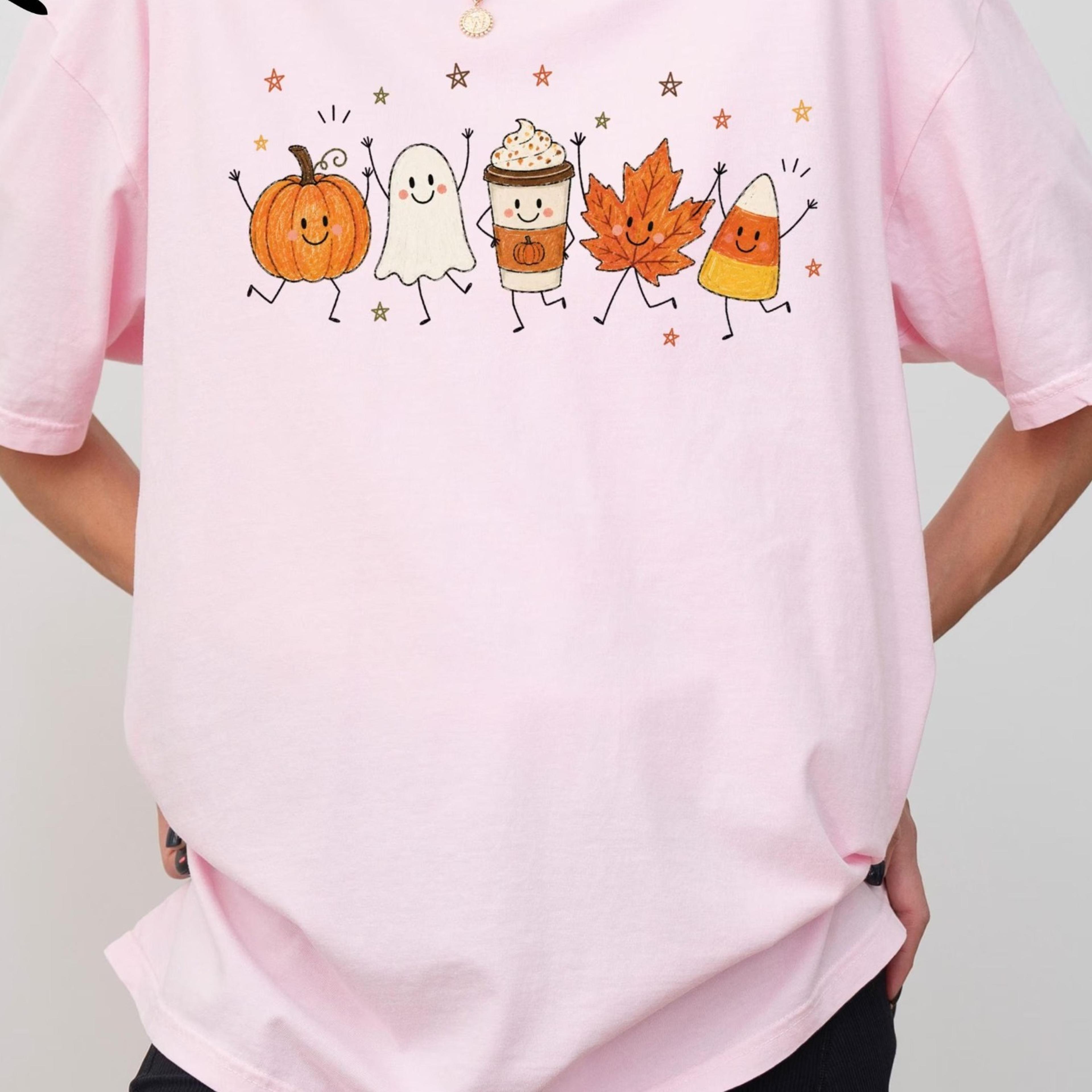 cute autumn t-shirt, pumpkin season shit, ghost coffee shirt