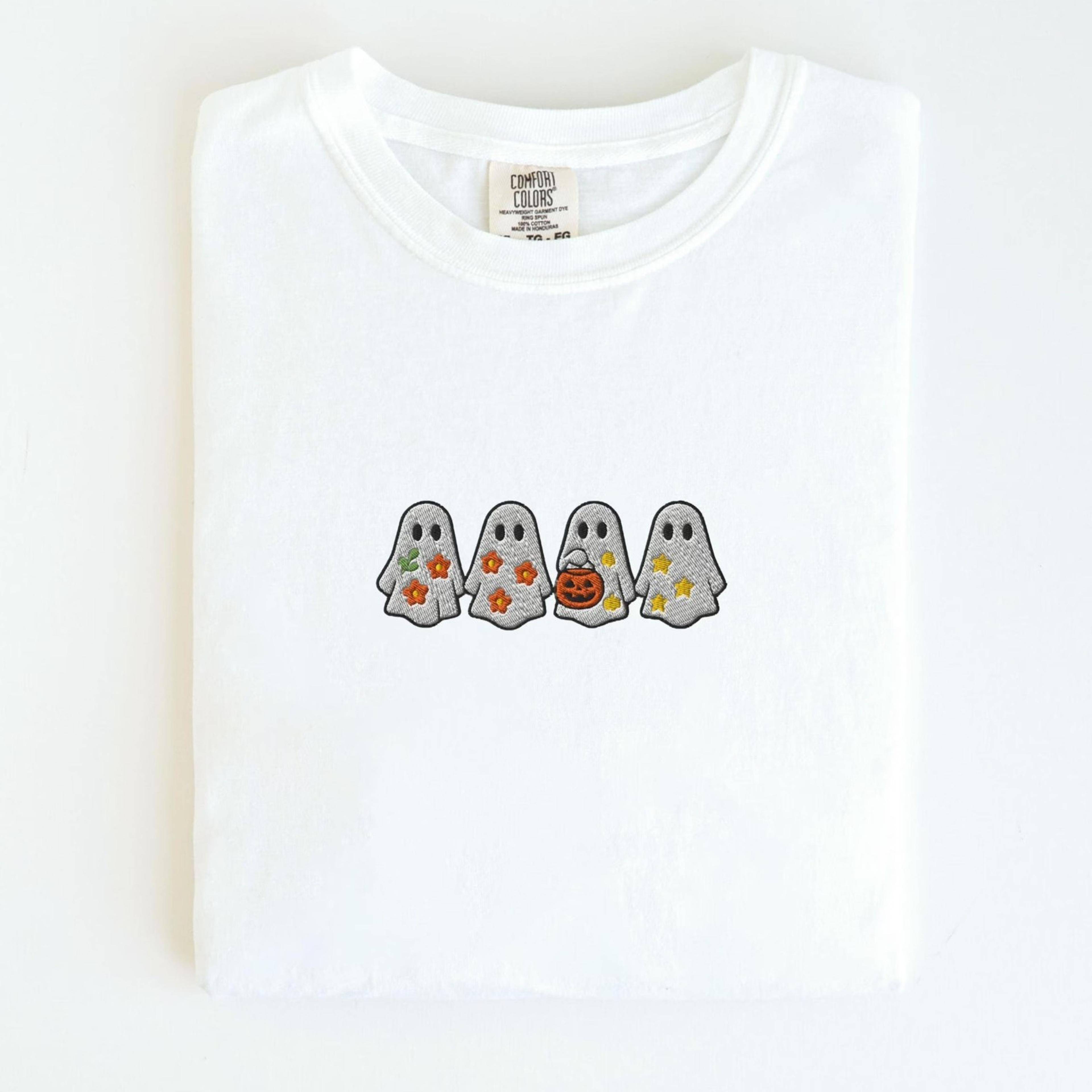 halloween embroidered shirt, cute ghost shirt, halloween shirt, cute halloween, halloween gift