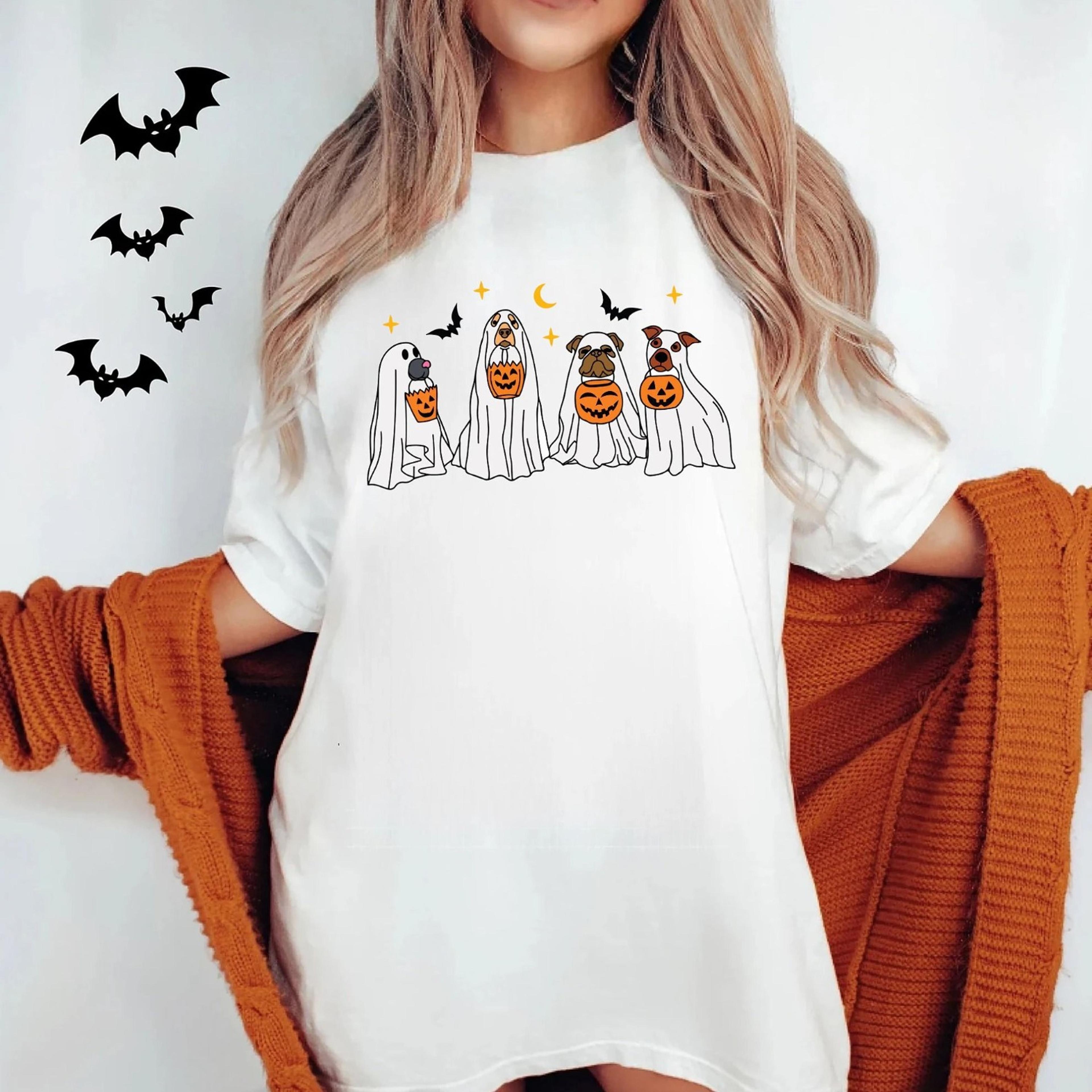halloween t shirt, cute ghost dog, halloween shirt, ghost t shirt, dog lovers t-shirt, halloween dog t-shirt, spooky