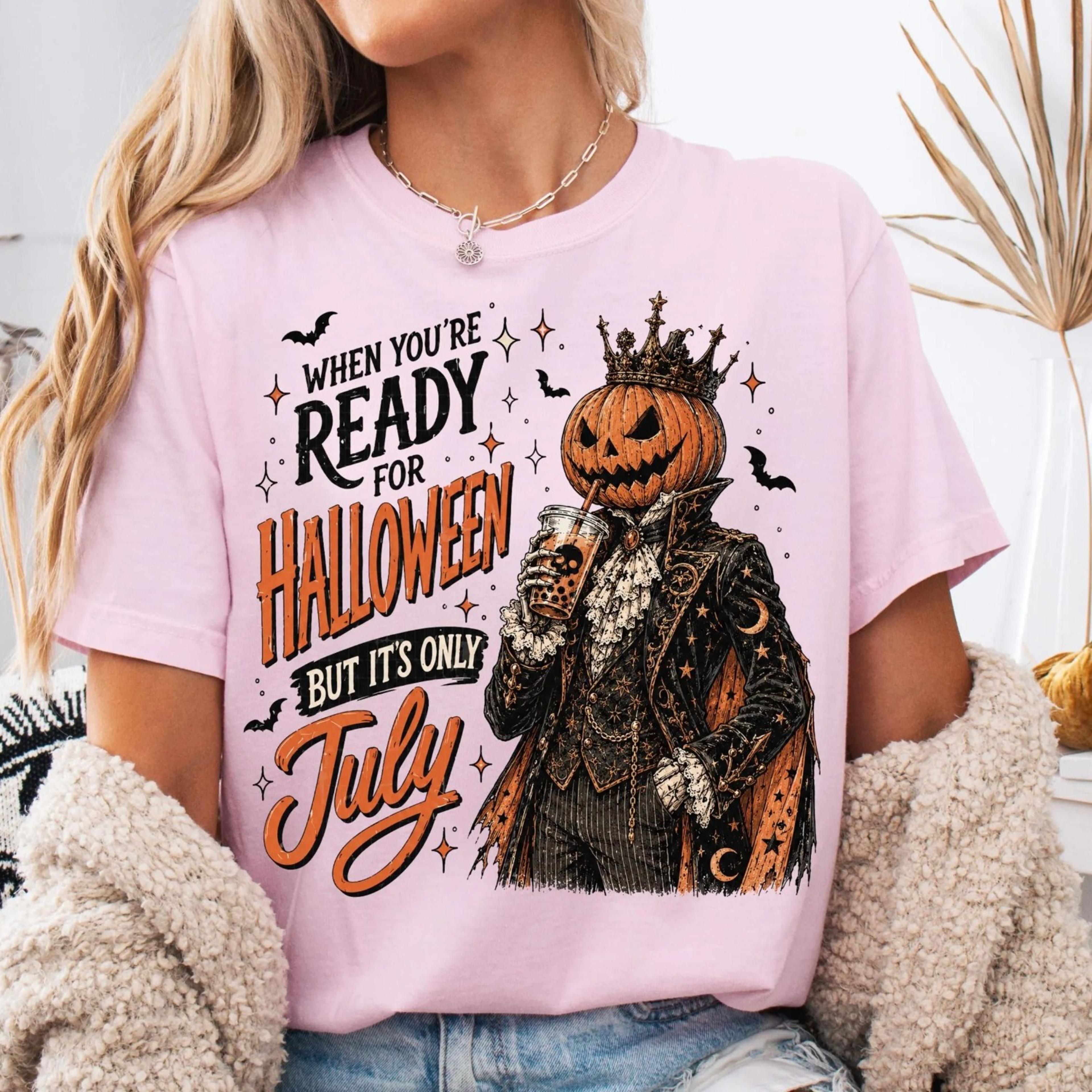 retro pumpkin graphic tee summerween halloween in july shirt