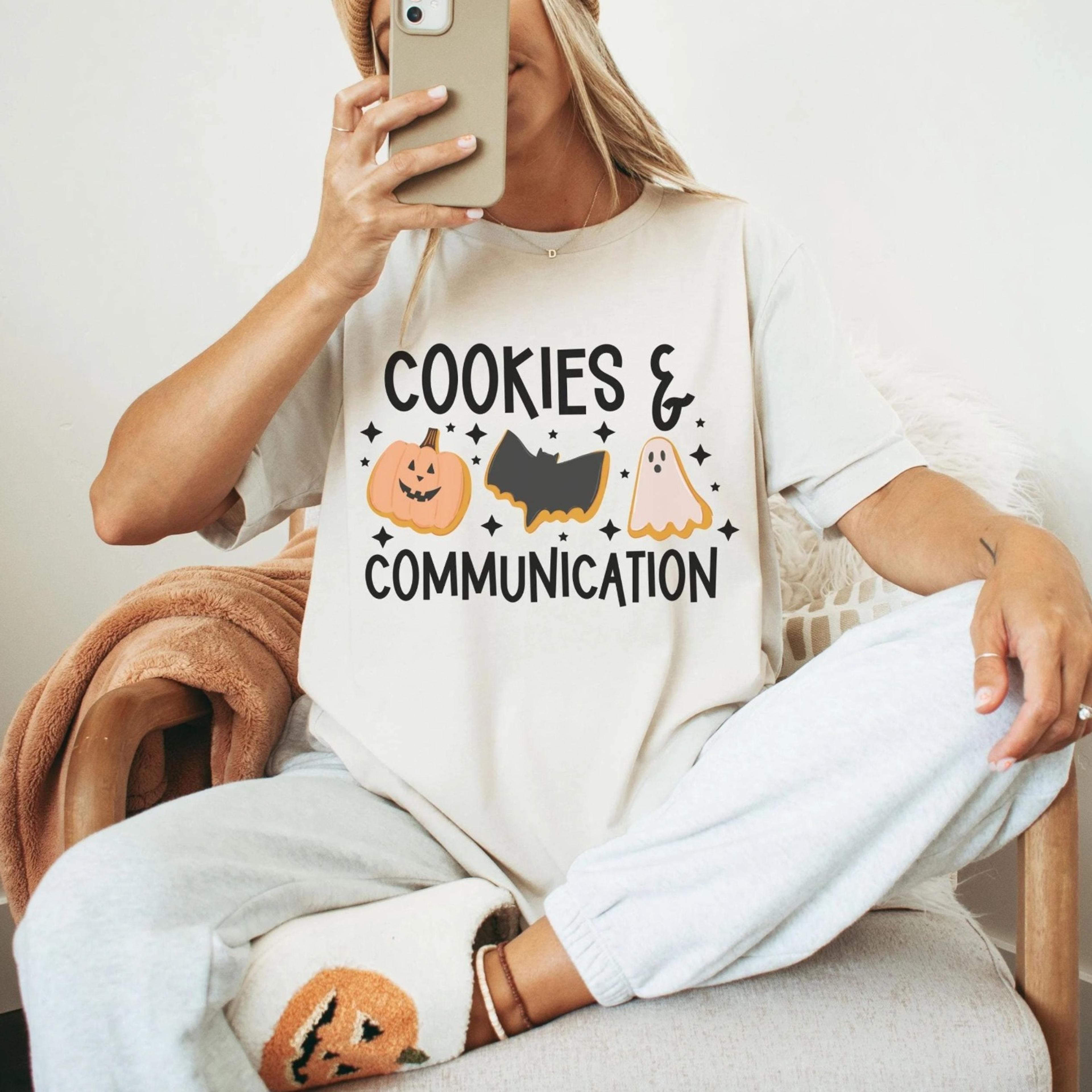 cookies and communication shirt, halloween speech therapy shirt,