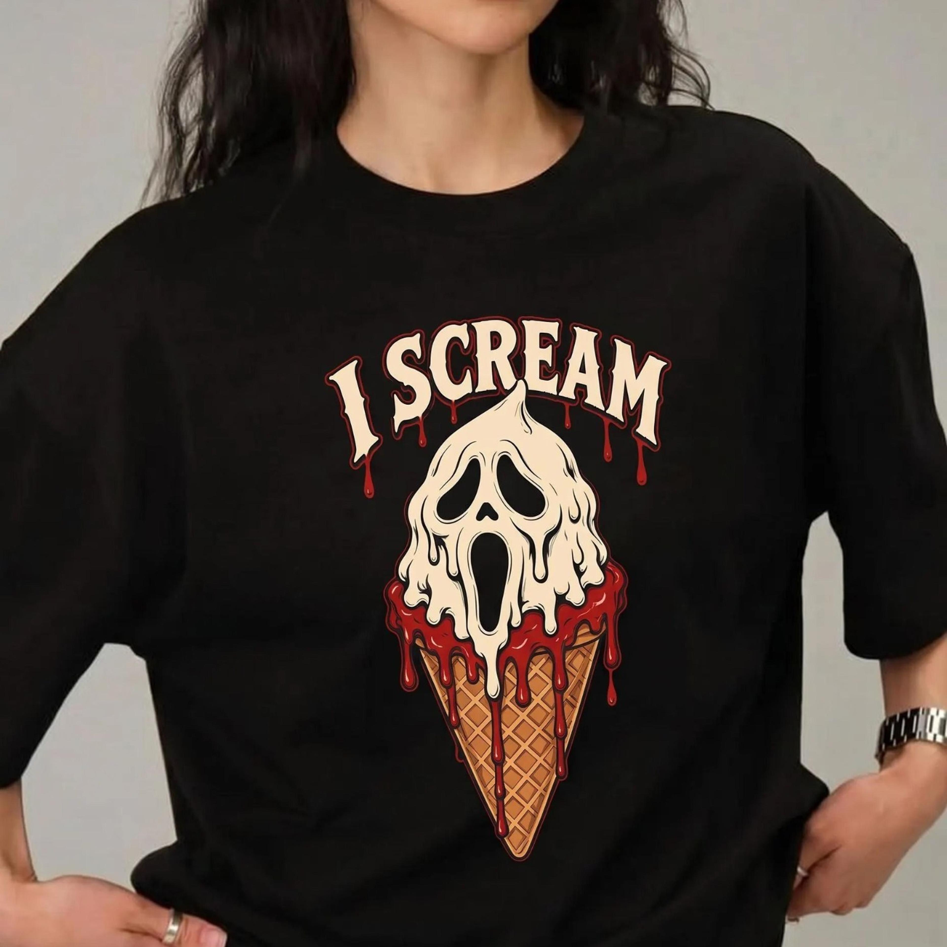 i scream halloween shirt, ghost ice cream t-shirt, funny spooky horror tee, cute halloween graphic gift