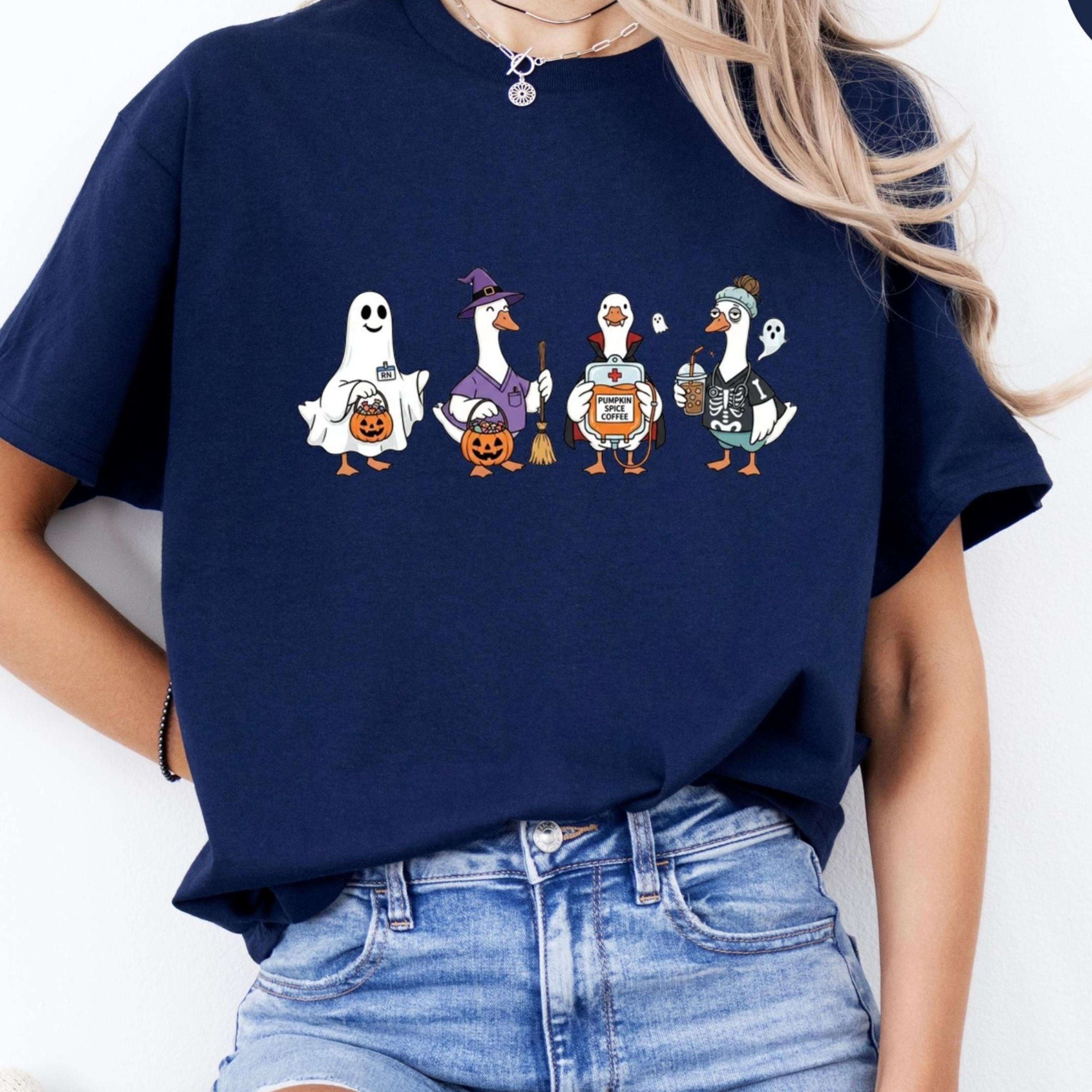 rn halloween shirt, spooky nurse ghost goose nurse hallowenn tee