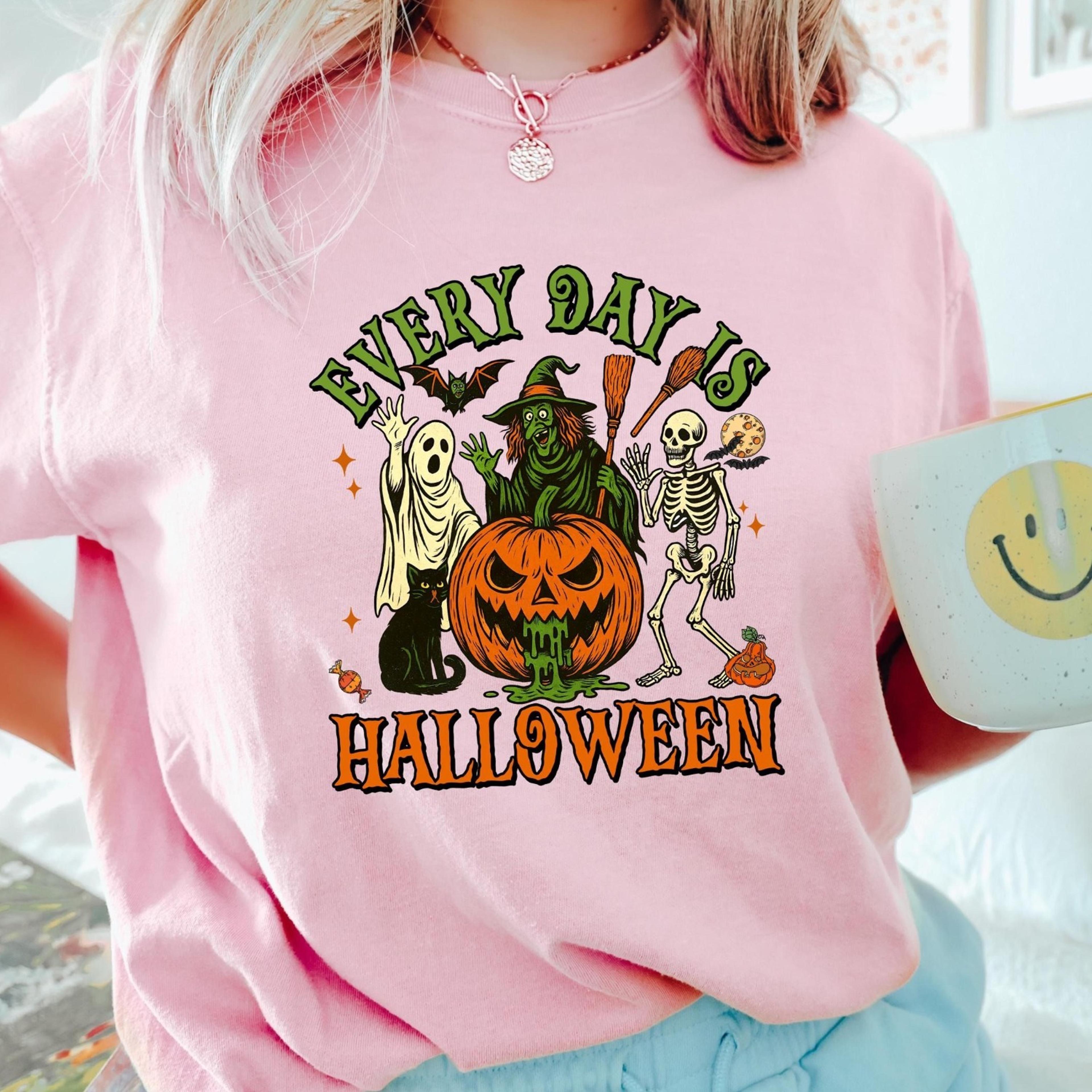 every day is halloween shirt, retro spooky t-shirt, fall skeleton t-shirt, halloween shirt, horror shirt, spooky season