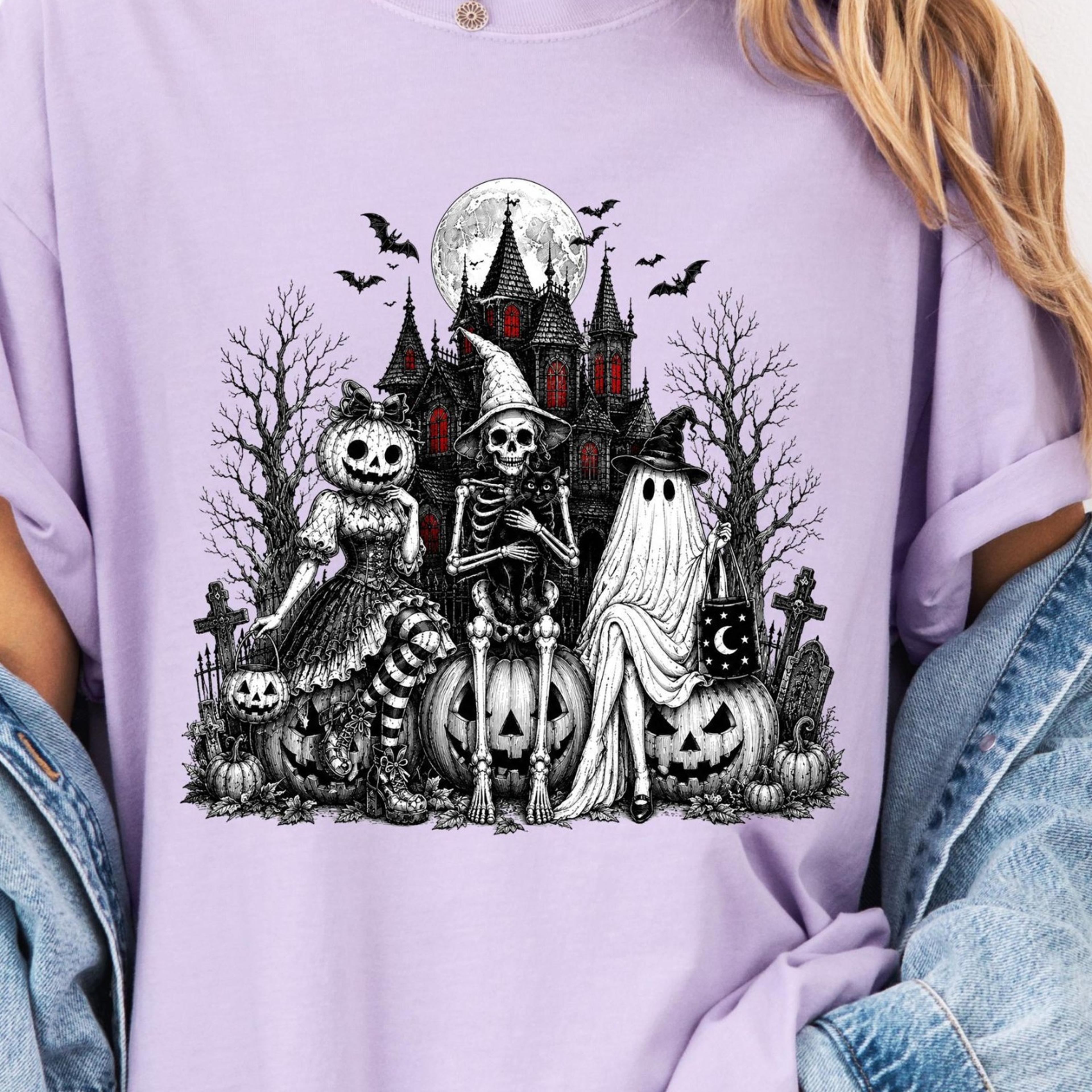 girl halloween t shirt haunted mansion shirt cute spooky season graphic tee