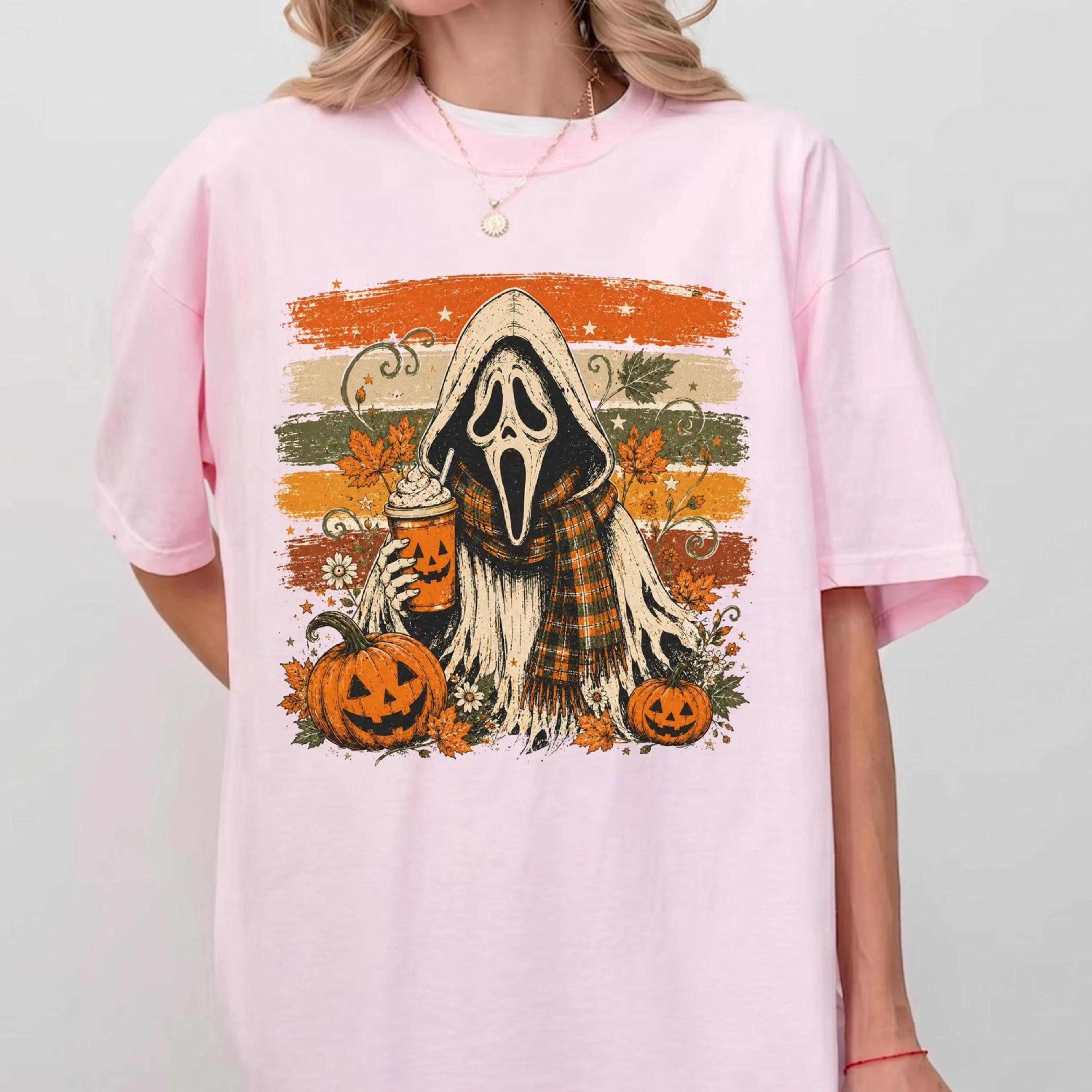 retro ghost tee, ghost halloween t-shirt, halloween women's shirt, halloween pumpkin shirt, gift for halloween, hallowee