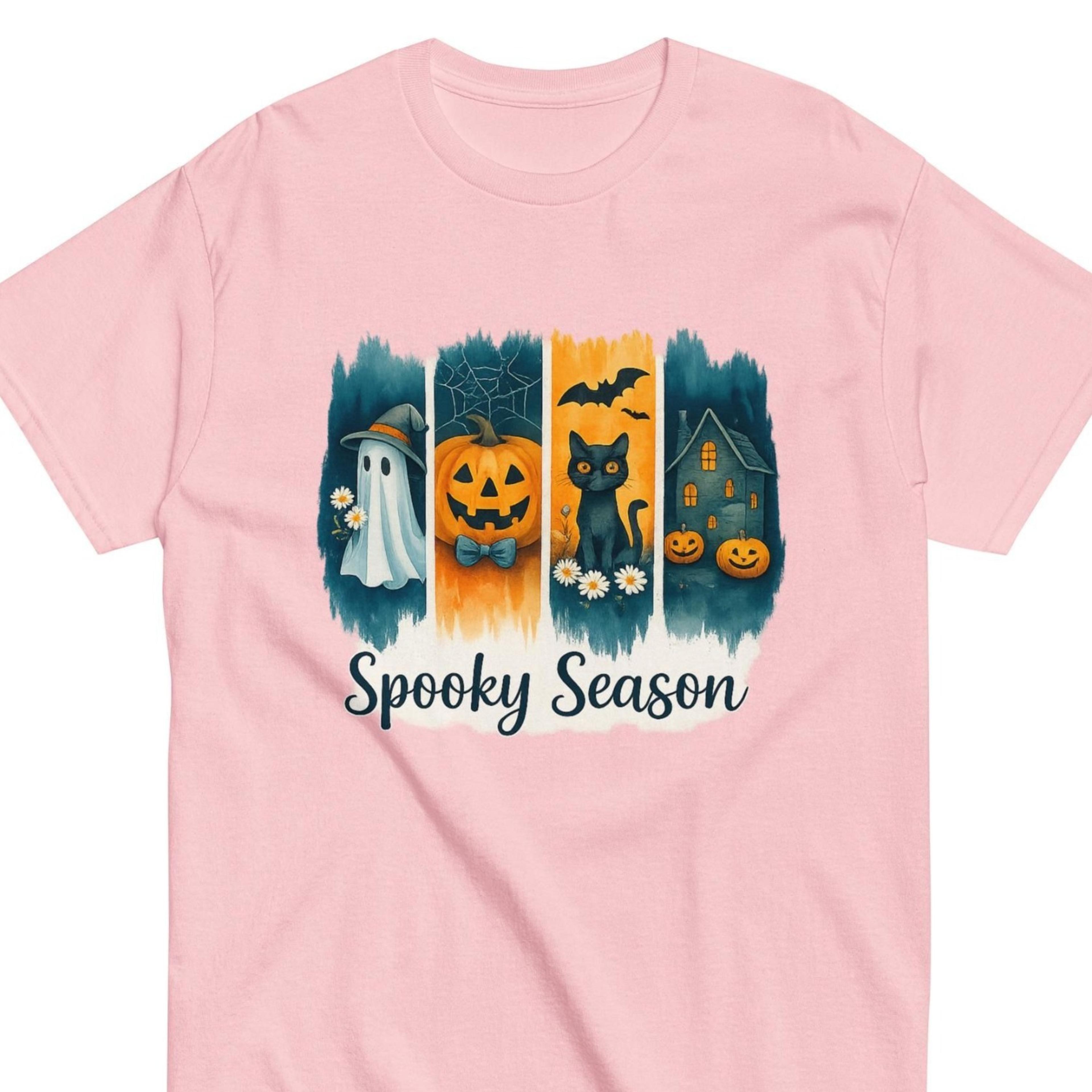 spooky season ghost pumpkin cat shirt, vintage halloween graphic tee