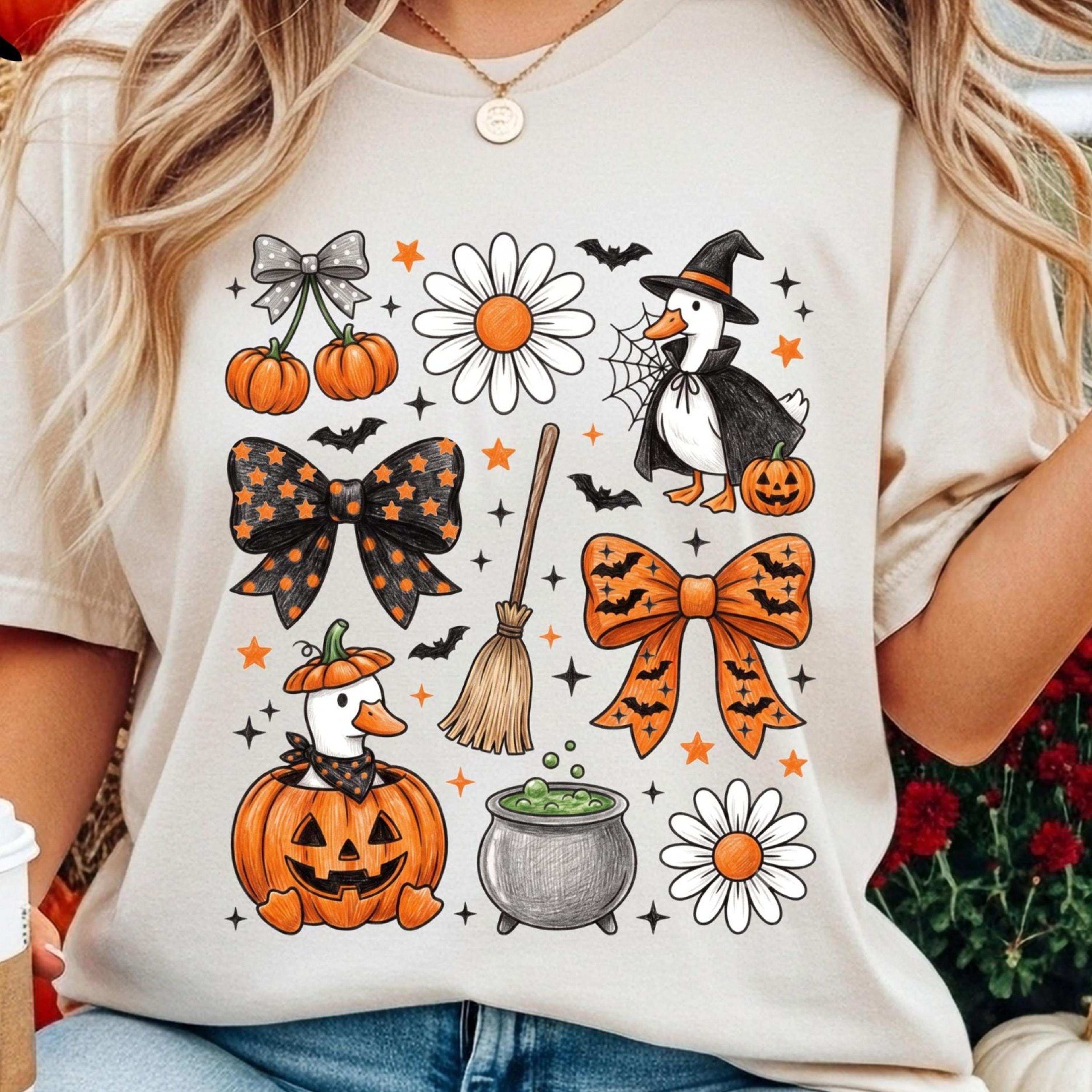 coquette bow halloween t shirt spooky duck shirt cute farm halloween graphic tee