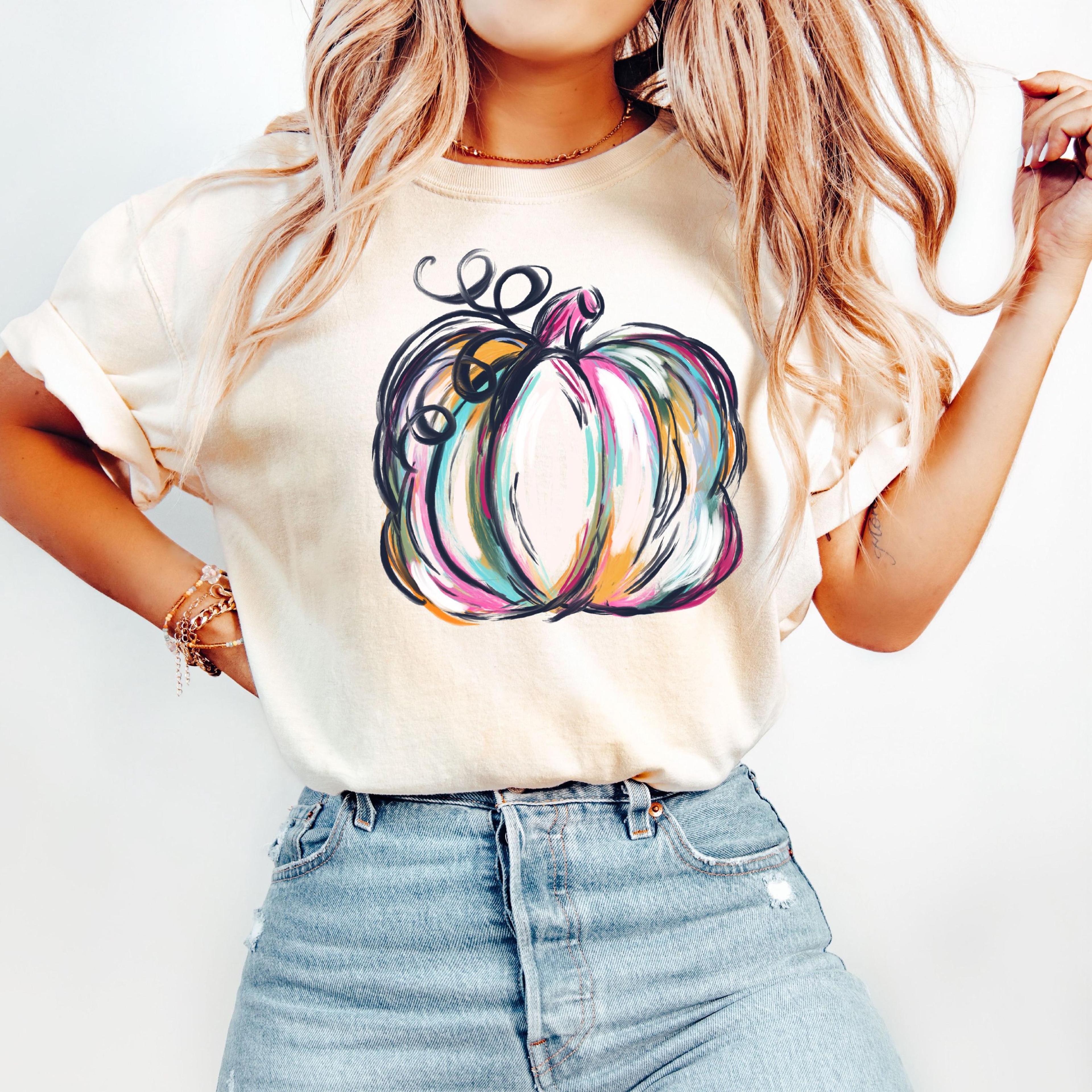 watercolor pumpkin shirt colorful pumpkin fall shirt autumn graphic tee