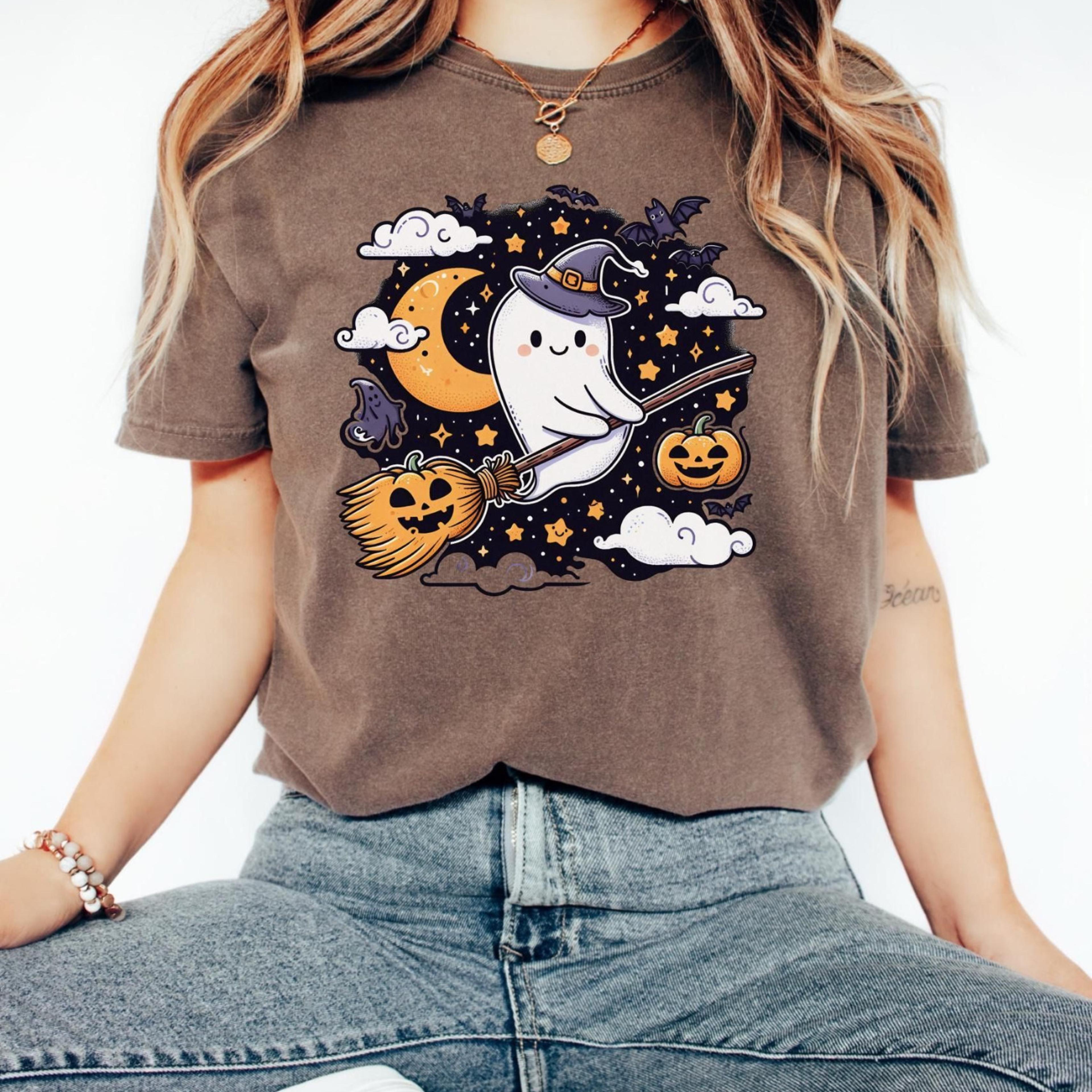 halloween ghost comfort colors shirt cute ghost womens spooky season graphic tee