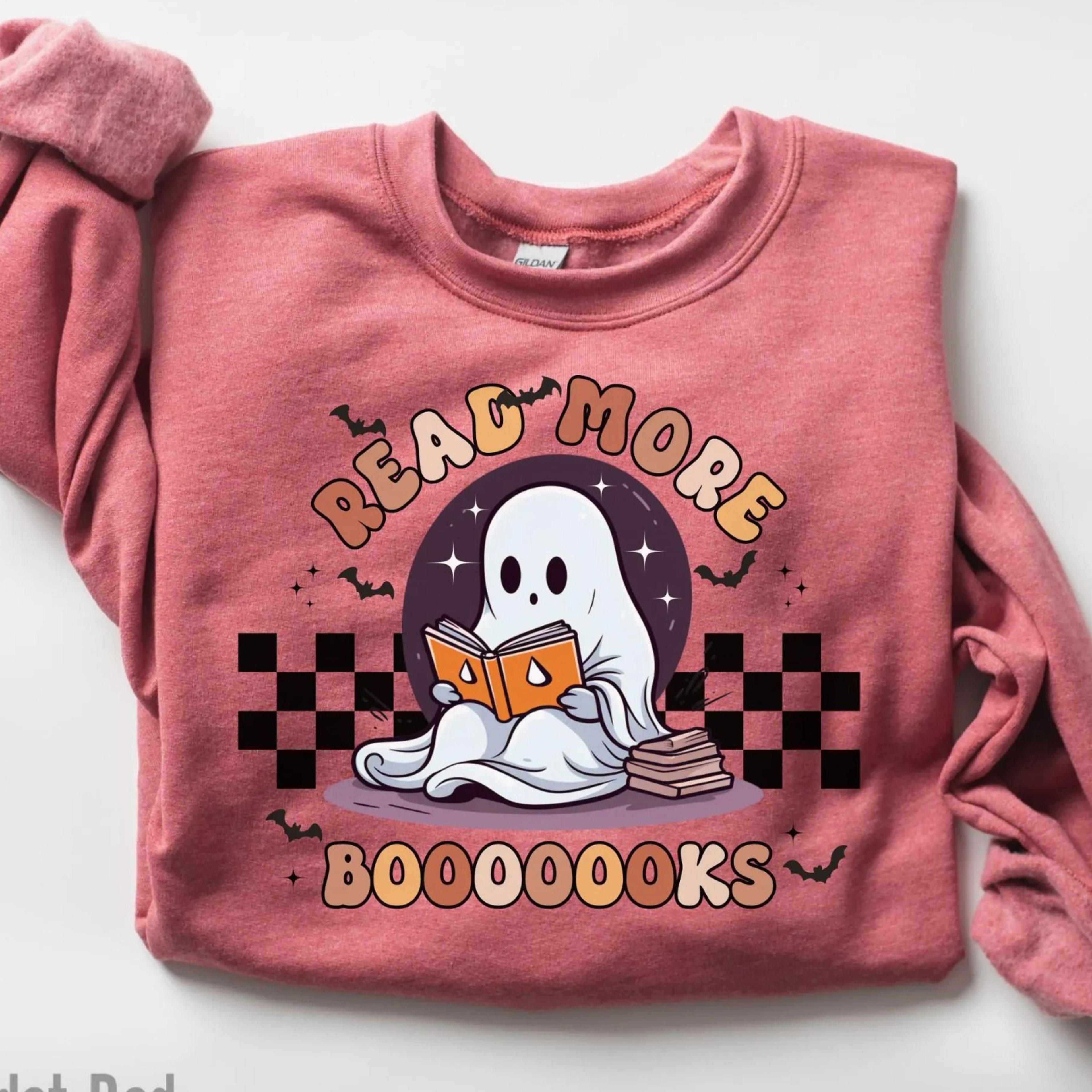 read more books sweatshirt book lover halloween ghost librarian sweater