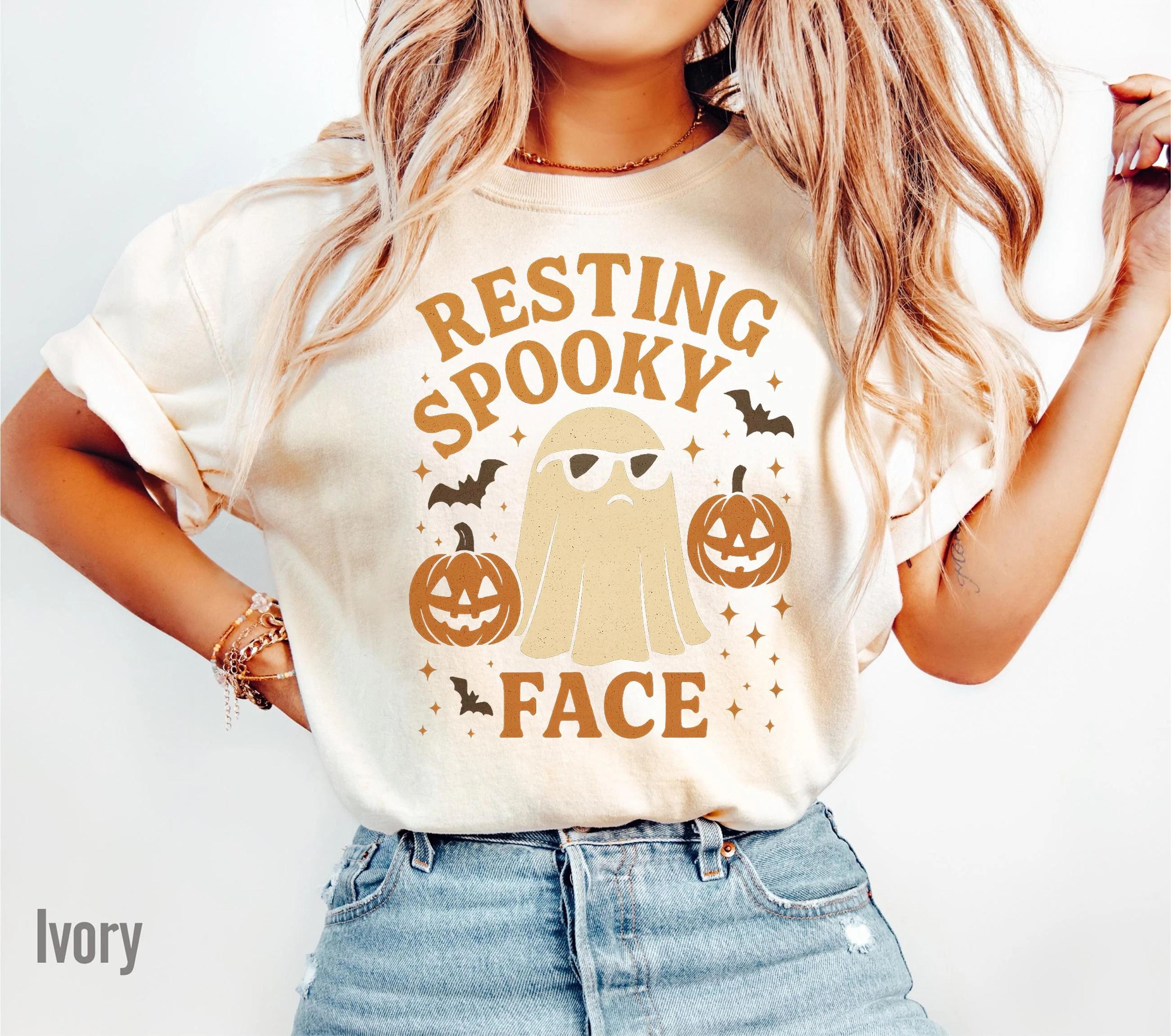 halloween ghost comfort colors shirt cute ghost womens fall graphic tee