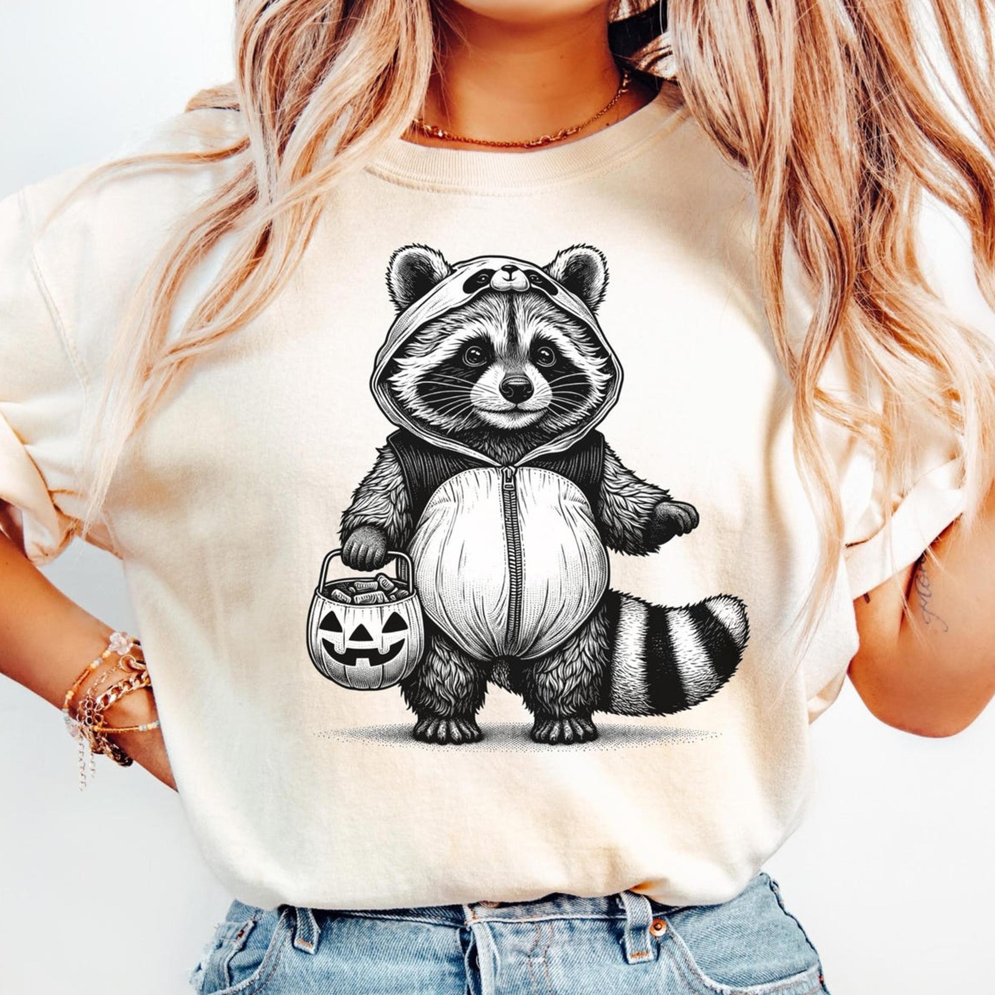 halloween raccoon comfort colors shirt cute raccoon womens spooky season graphic tee